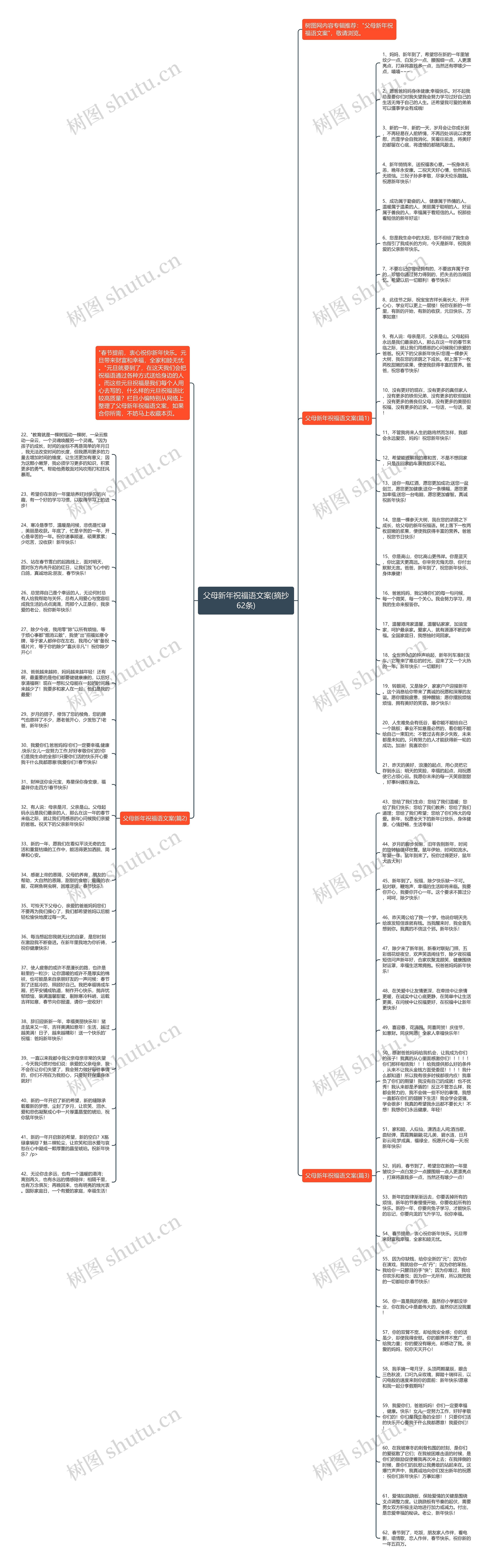 父母新年祝福语文案(摘抄62条)思维导图