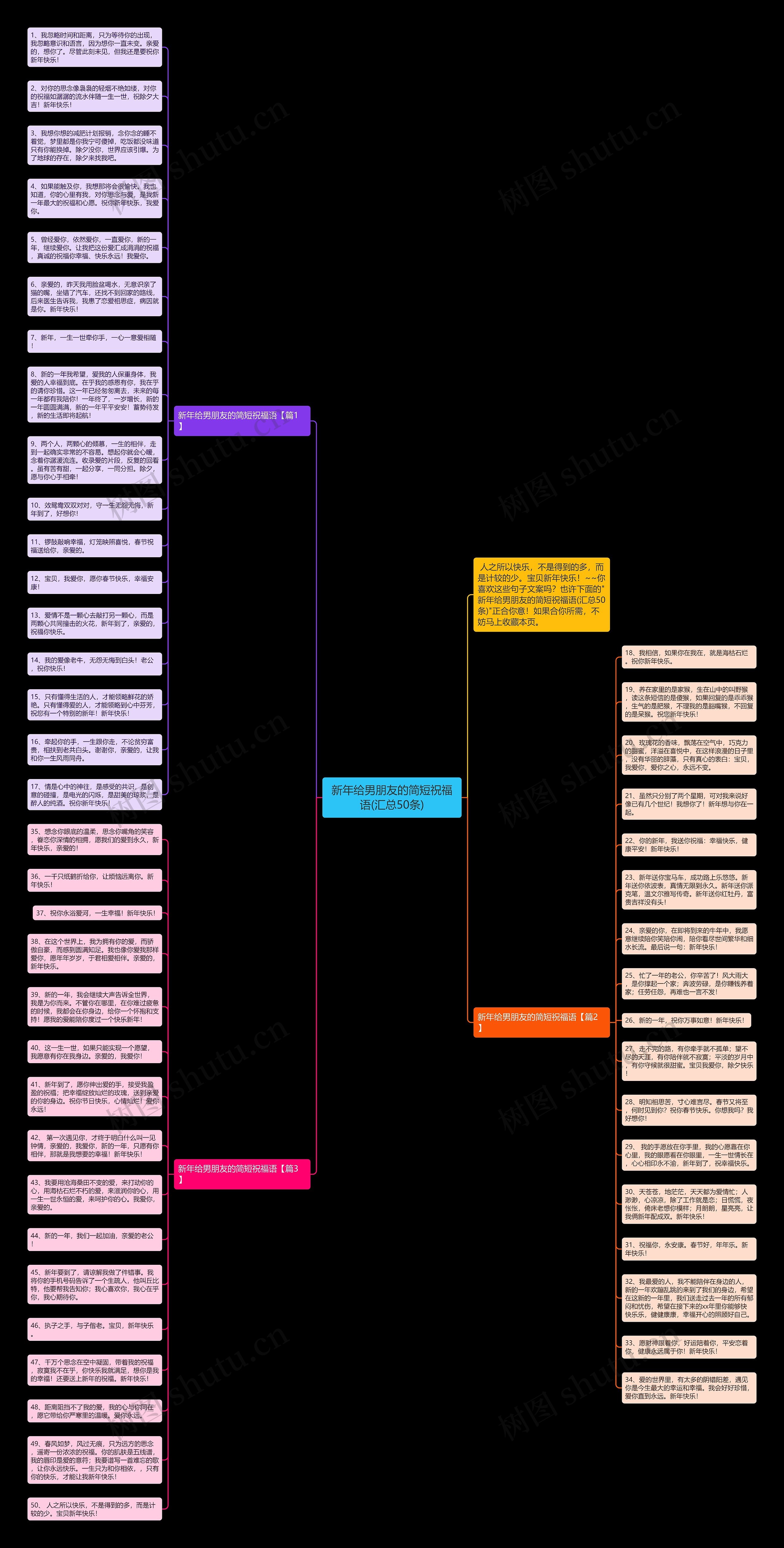 新年给男朋友的简短祝福语(汇总50条)思维导图