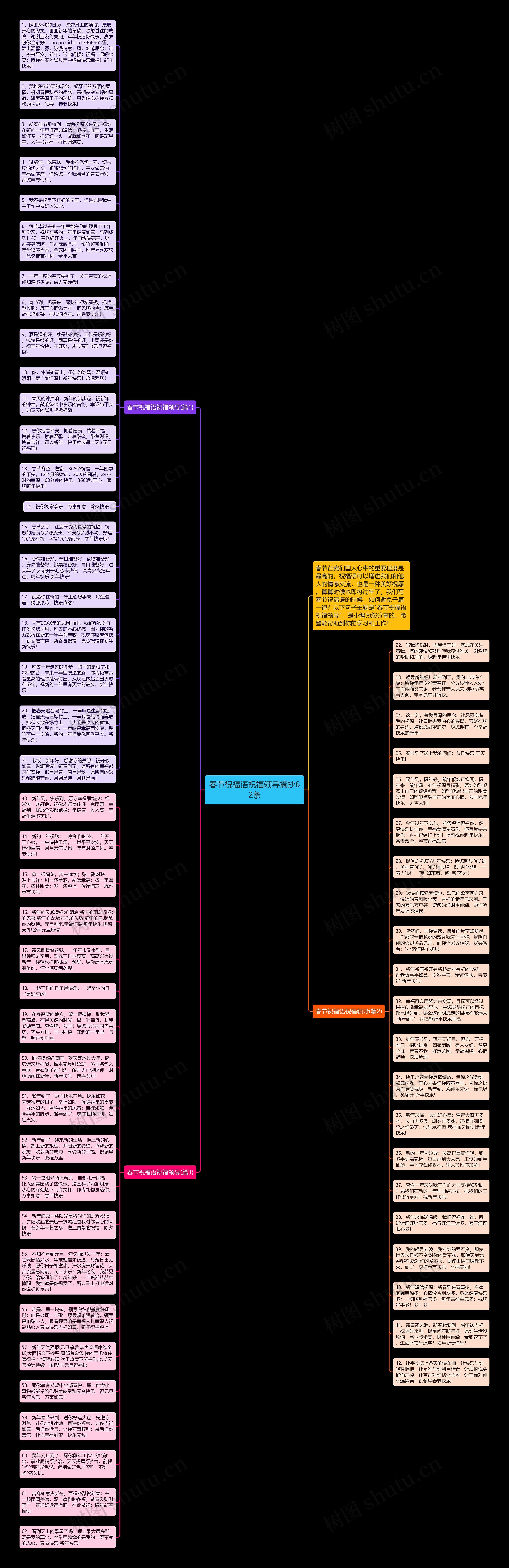 春节祝福语祝福领导摘抄62条思维导图