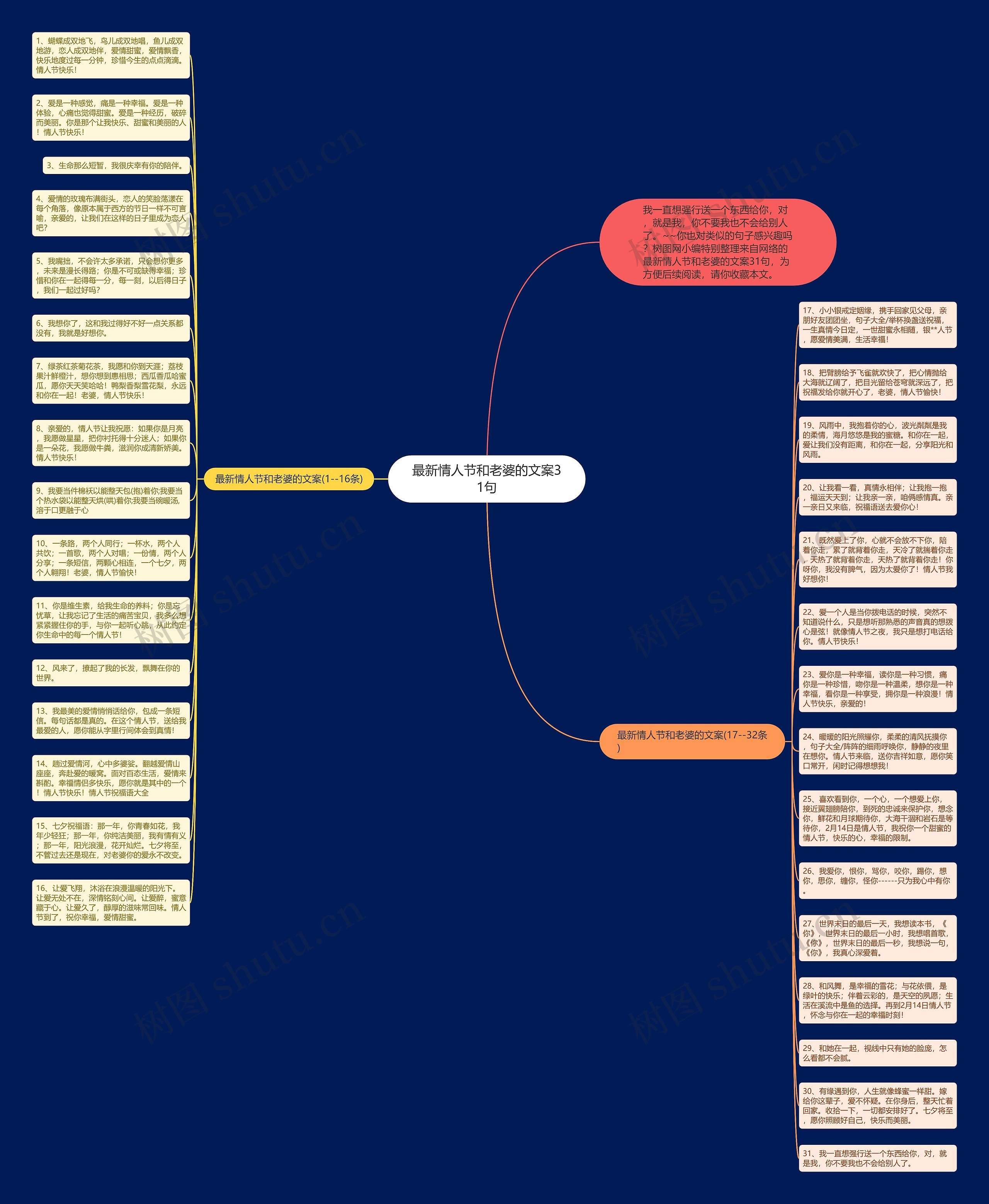 最新情人节和老婆的文案31句思维导图