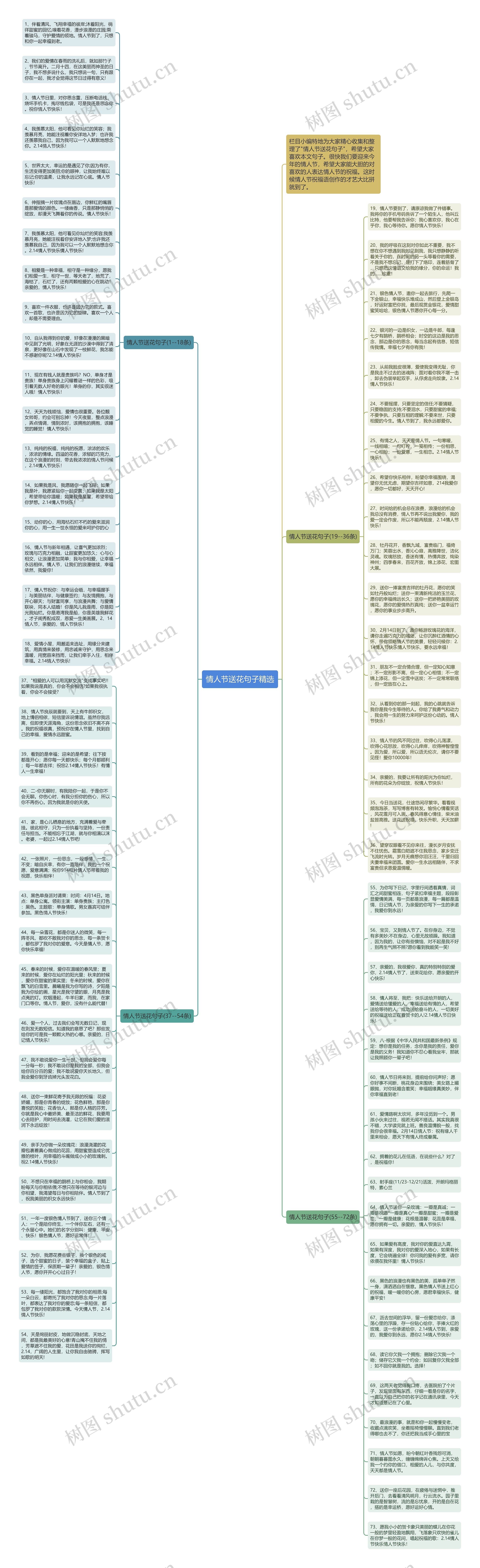 情人节送花句子精选思维导图