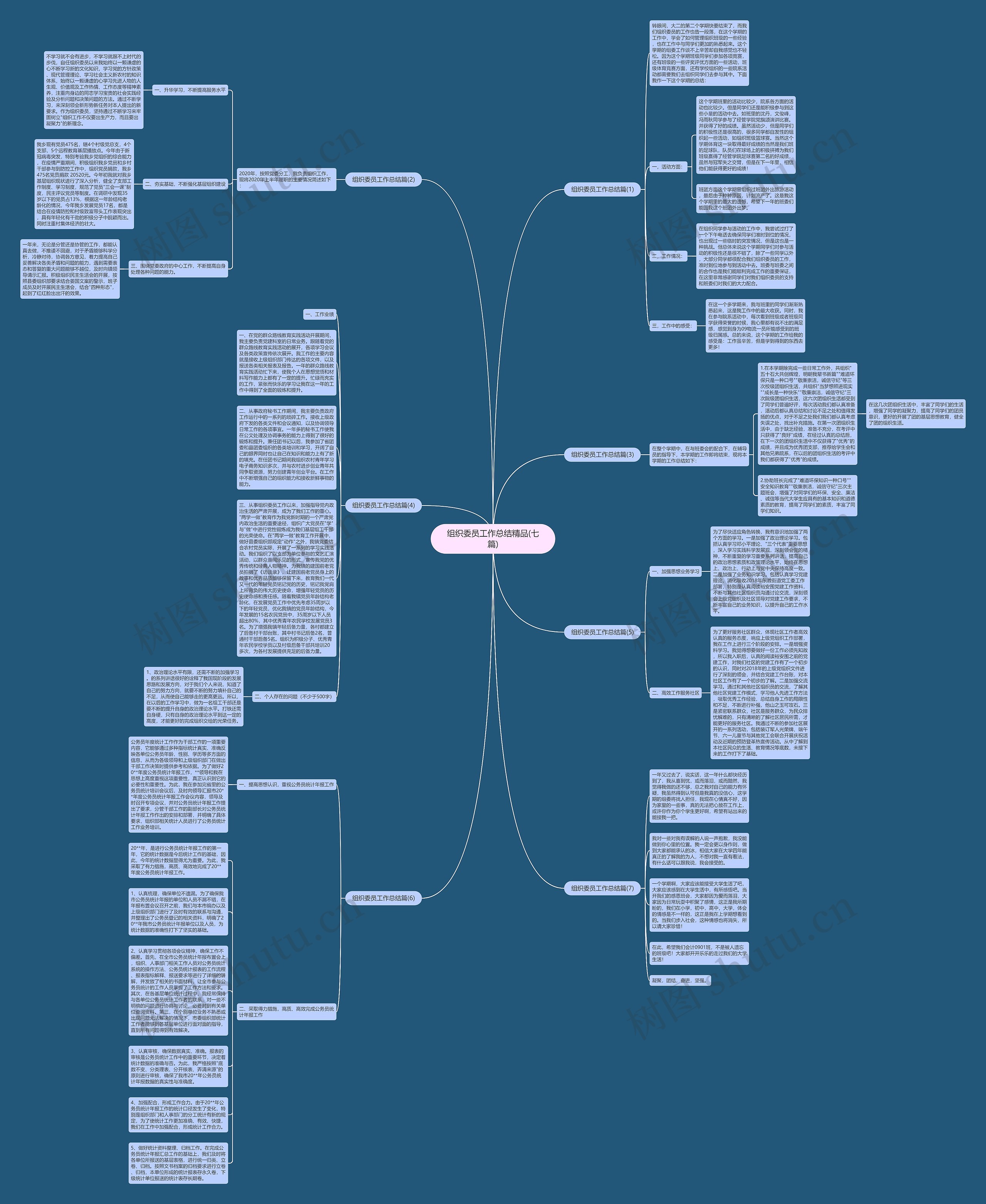 组织委员工作总结精品(七篇)思维导图