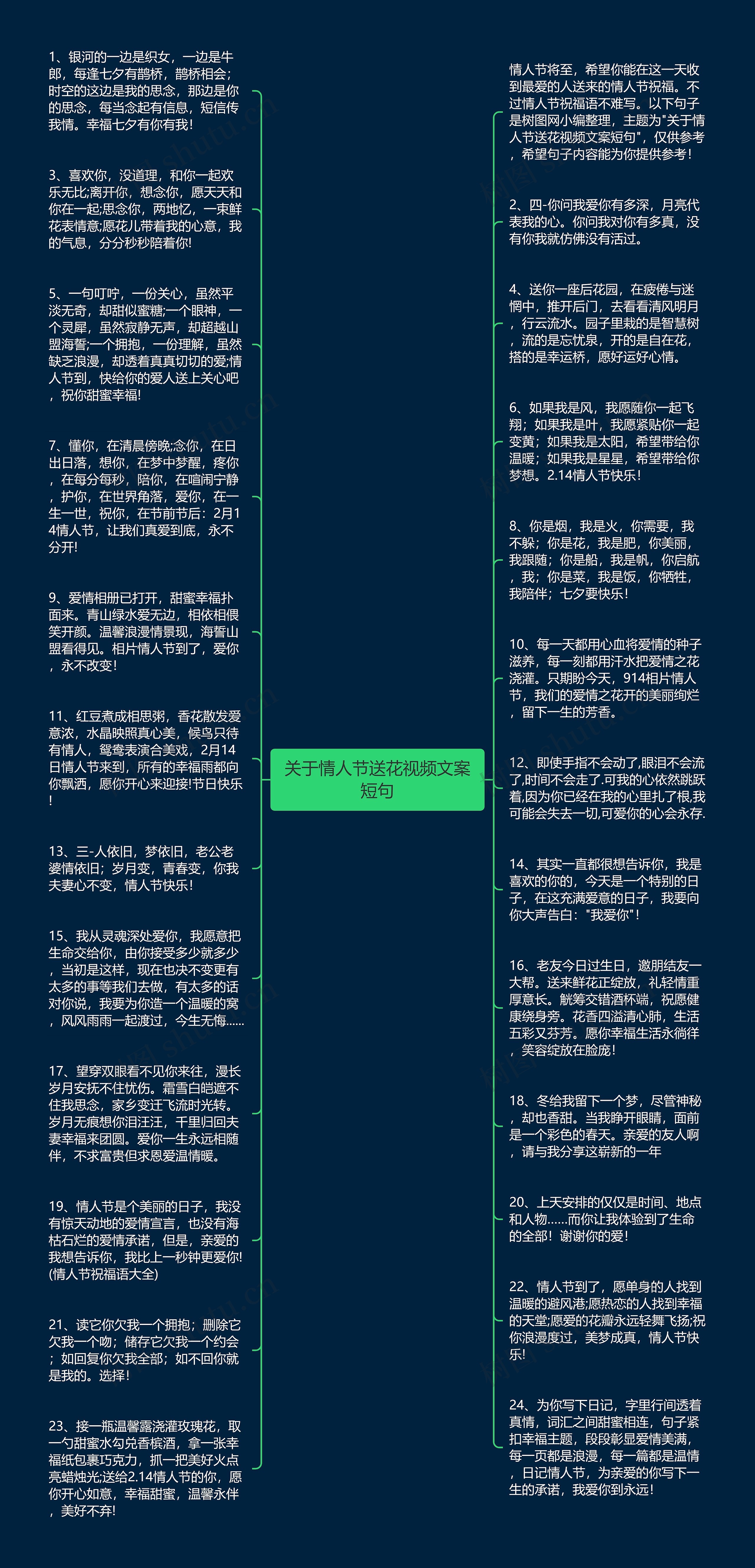 关于情人节送花视频文案短句思维导图