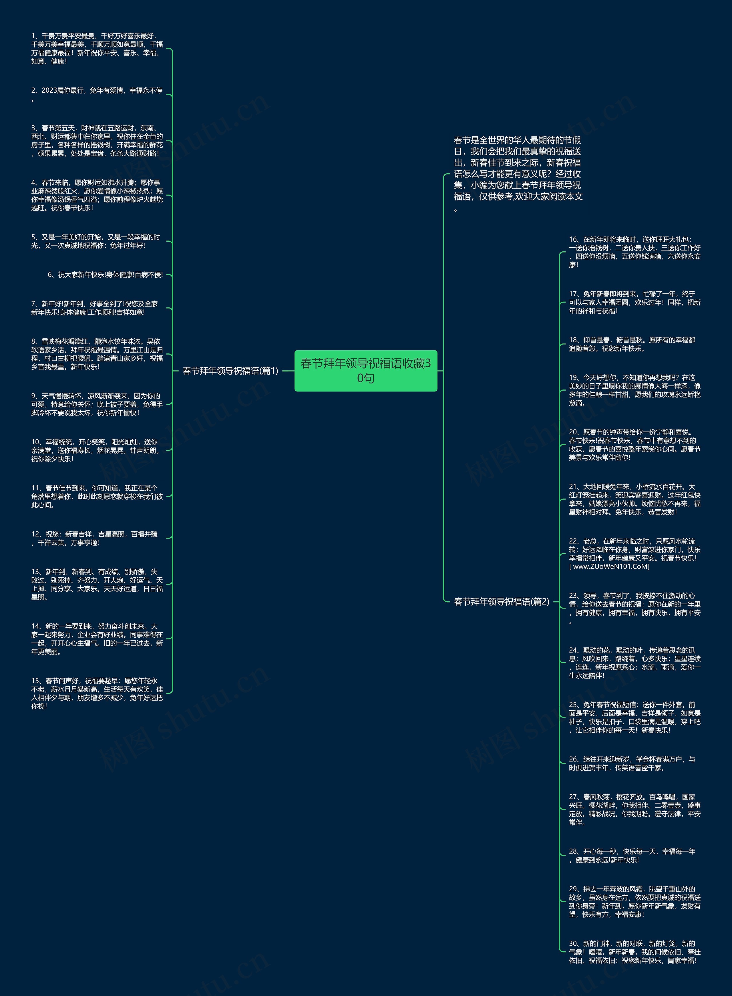 春节拜年领导祝福语收藏30句思维导图