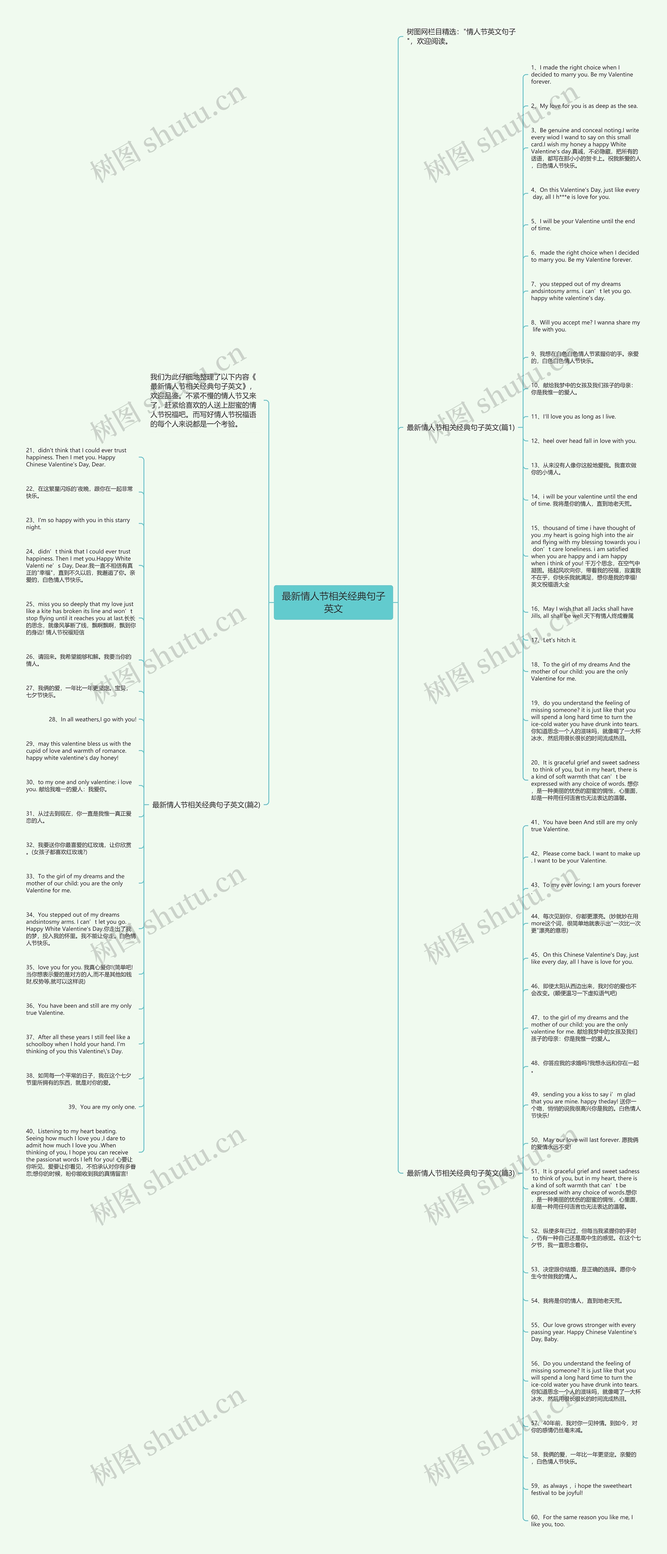 最新情人节相关经典句子英文思维导图