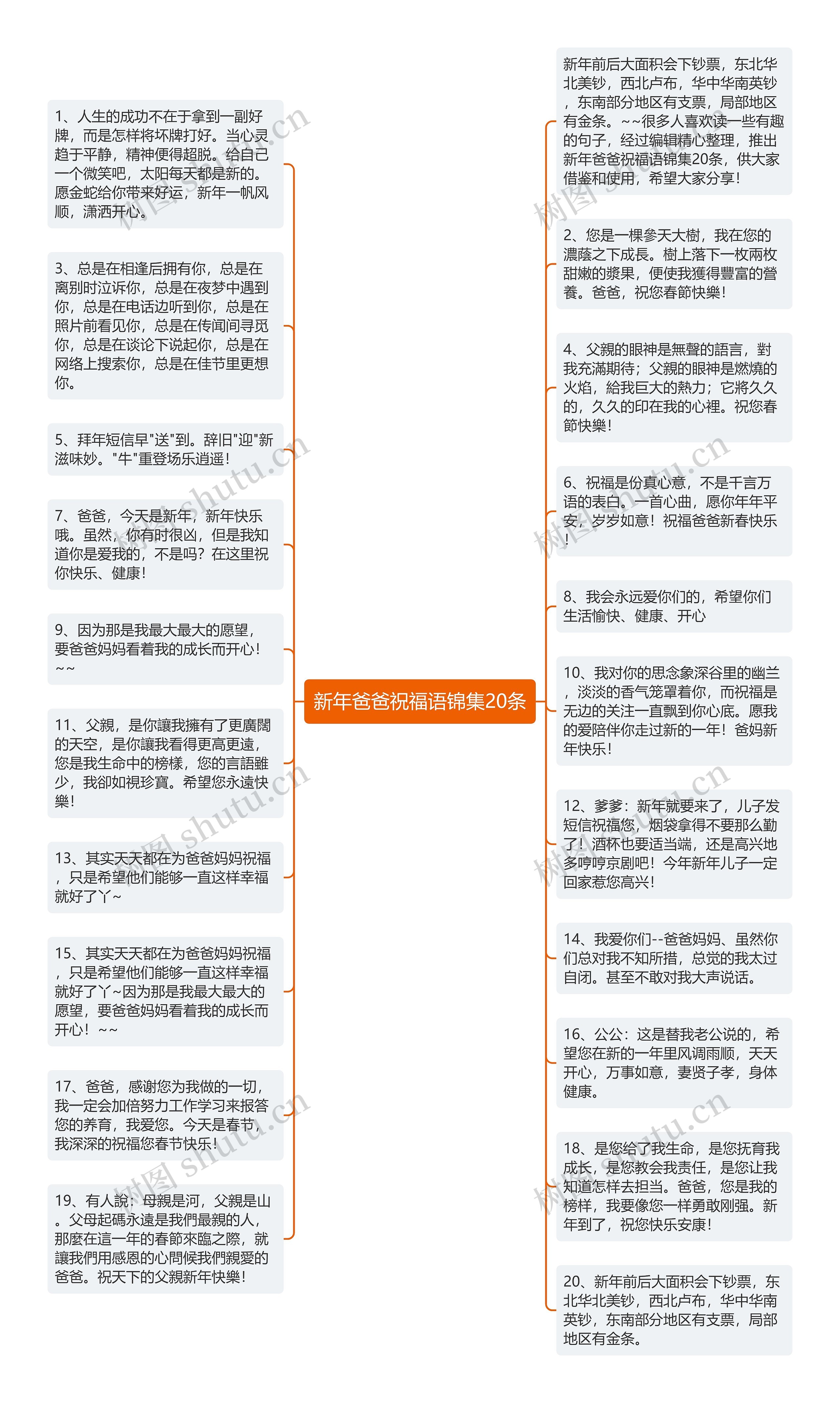 新年爸爸祝福语锦集20条思维导图