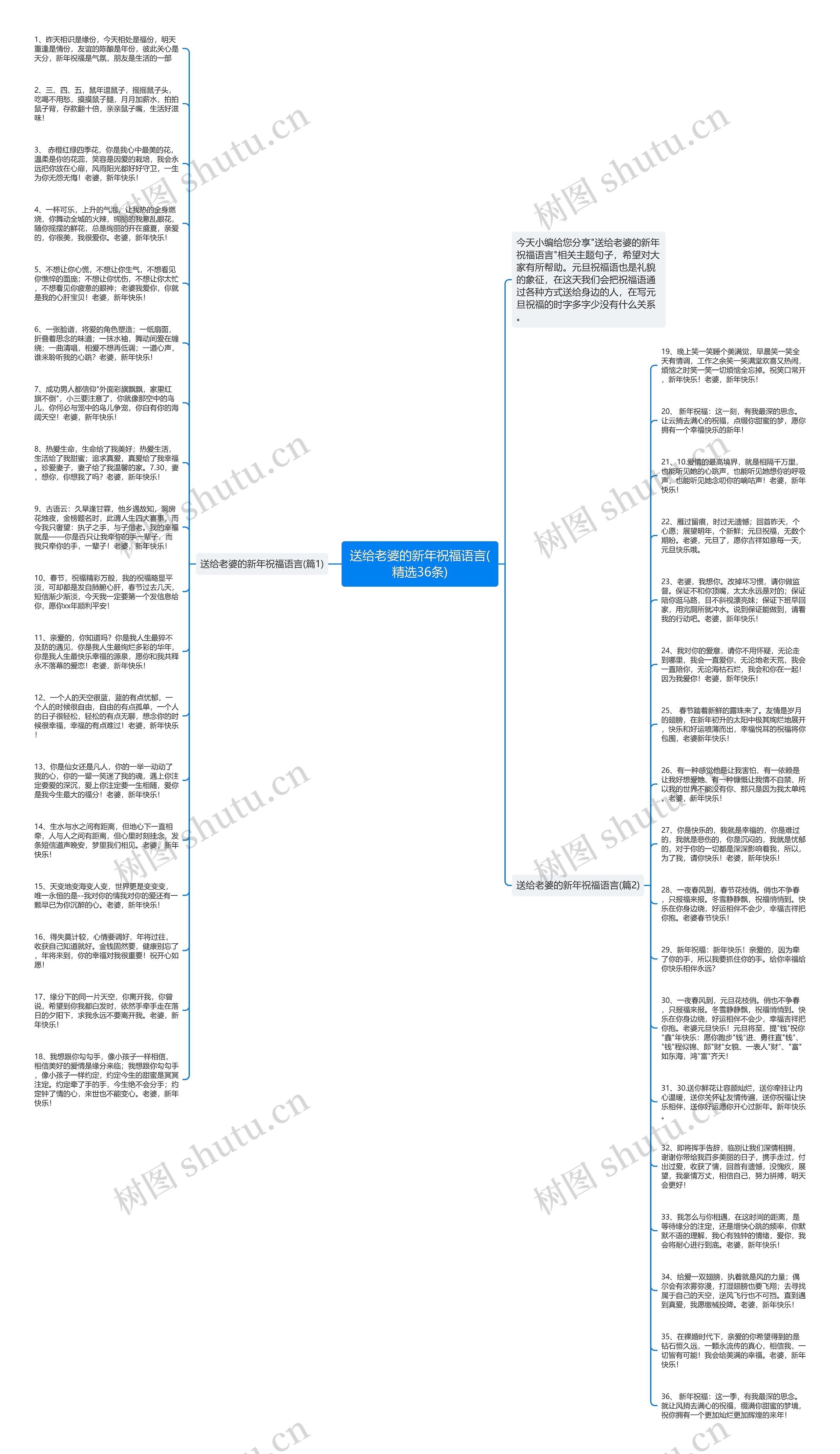 送给老婆的新年祝福语言(精选36条)思维导图