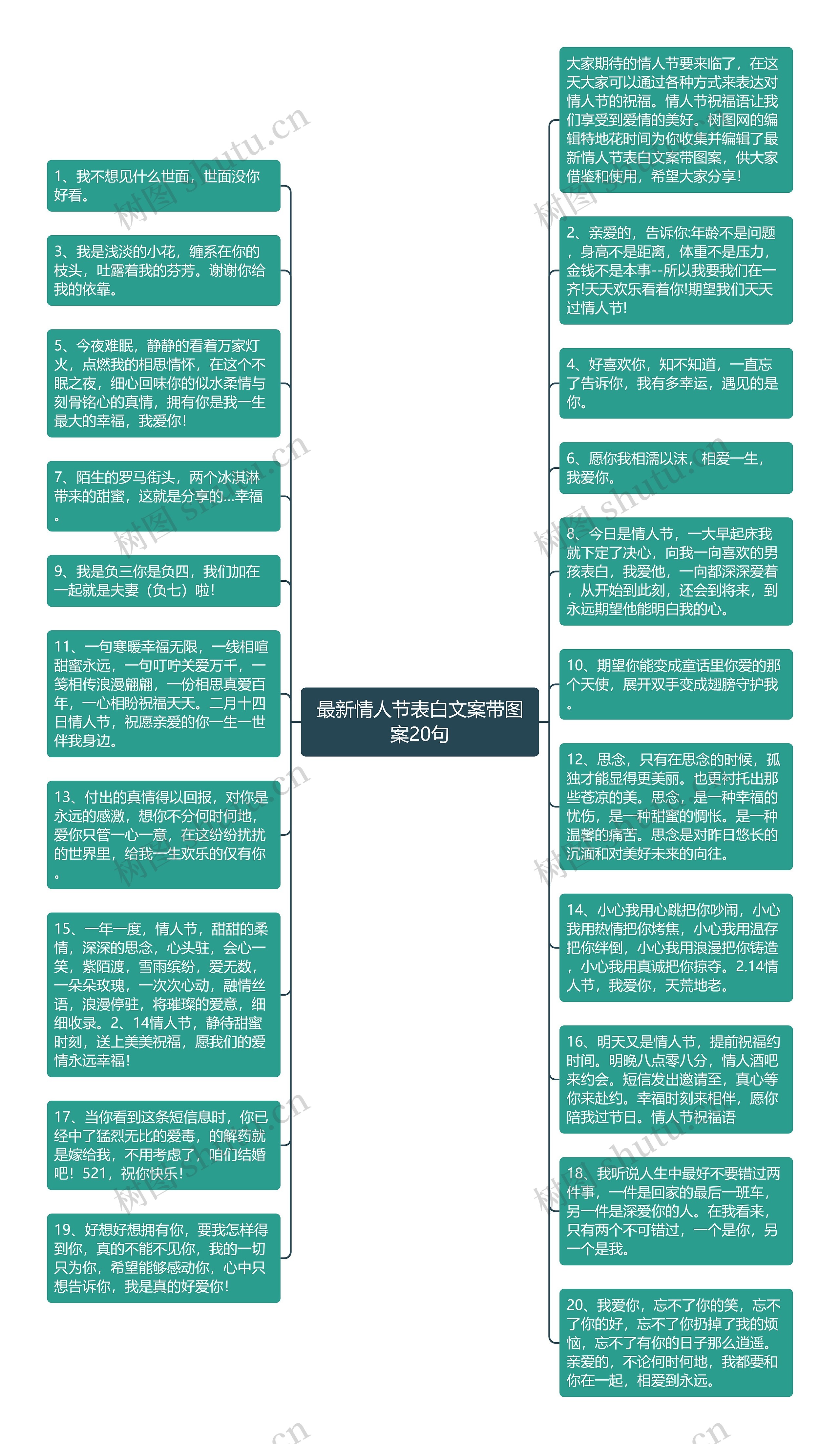 最新情人节表白文案带图案20句思维导图