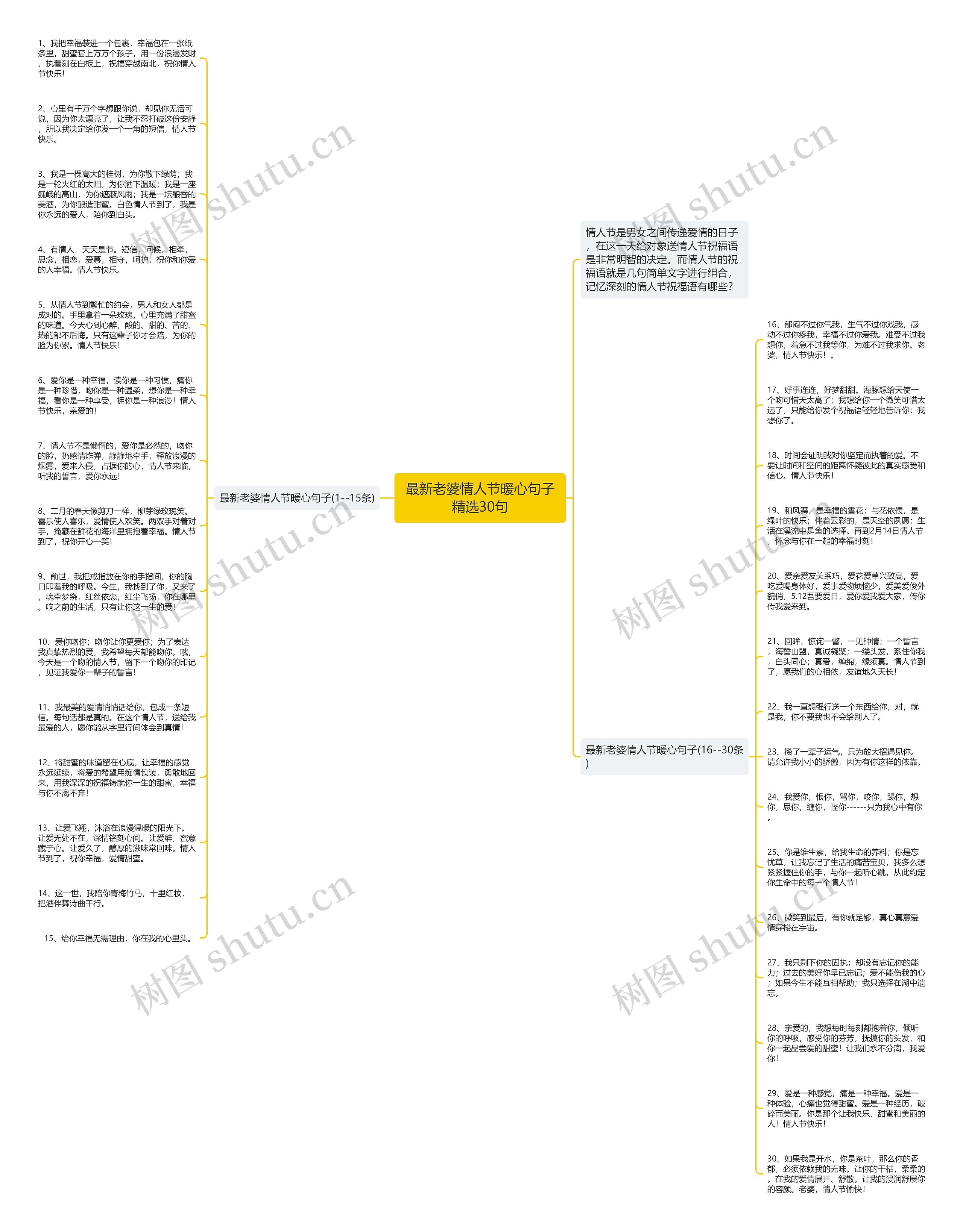 最新老婆情人节暖心句子精选30句思维导图