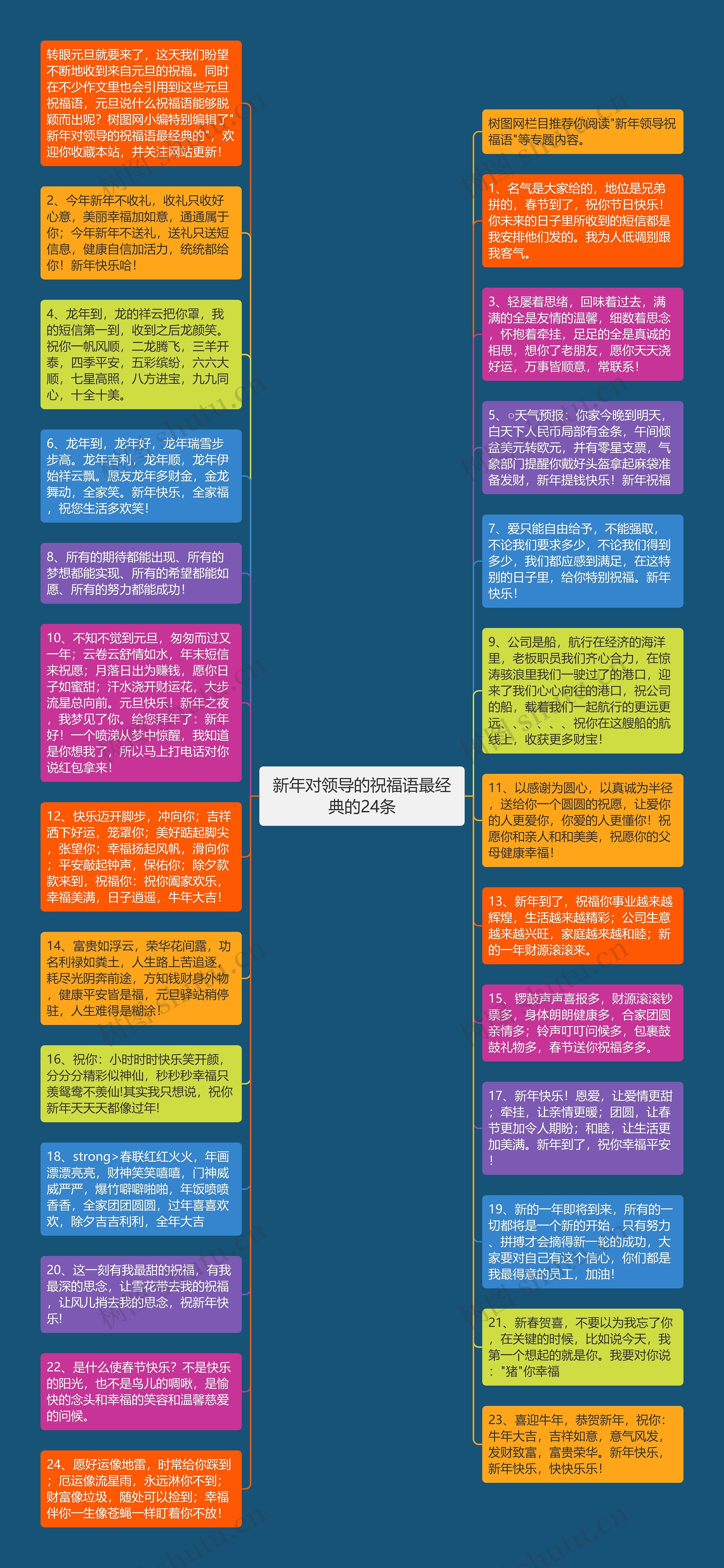 新年对领导的祝福语最经典的24条思维导图