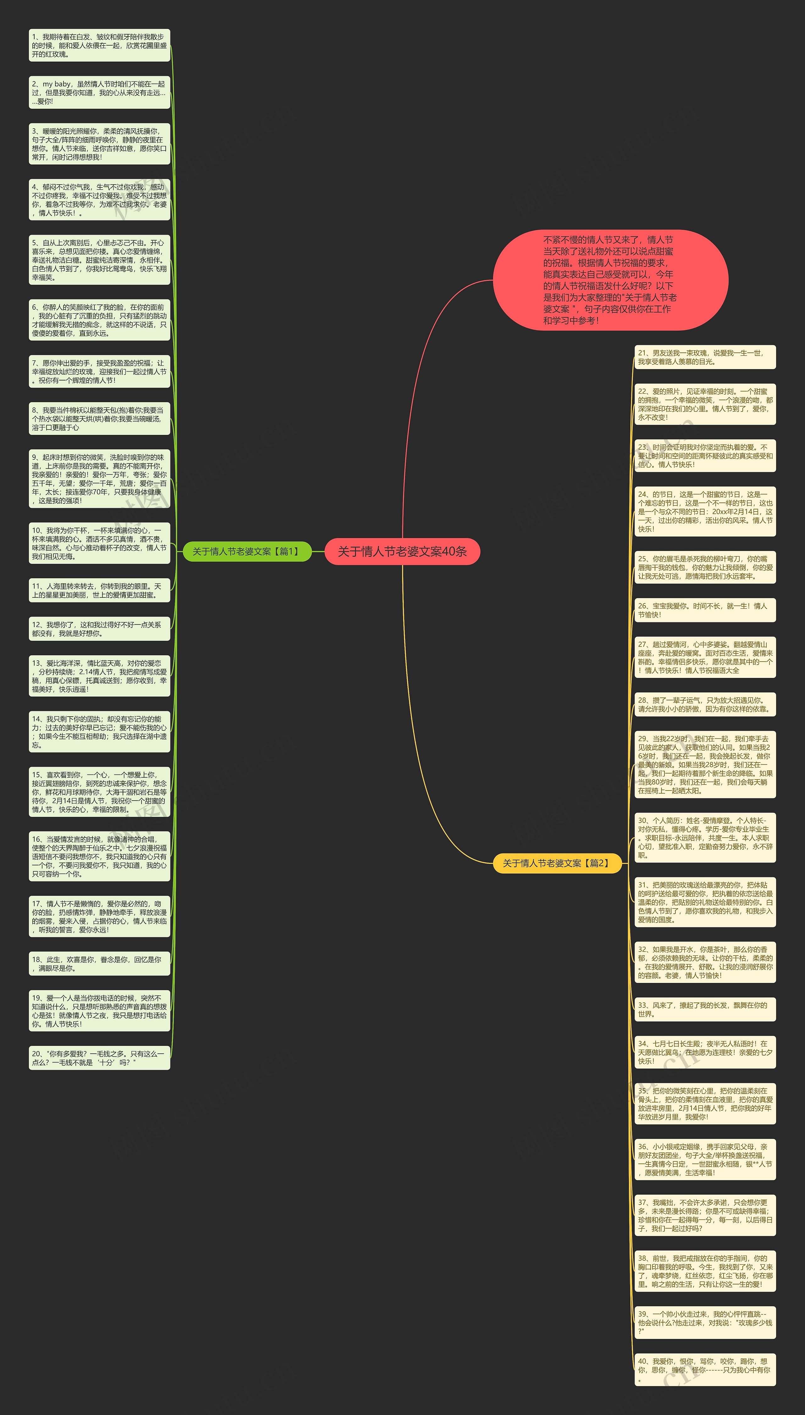 关于情人节老婆文案40条思维导图