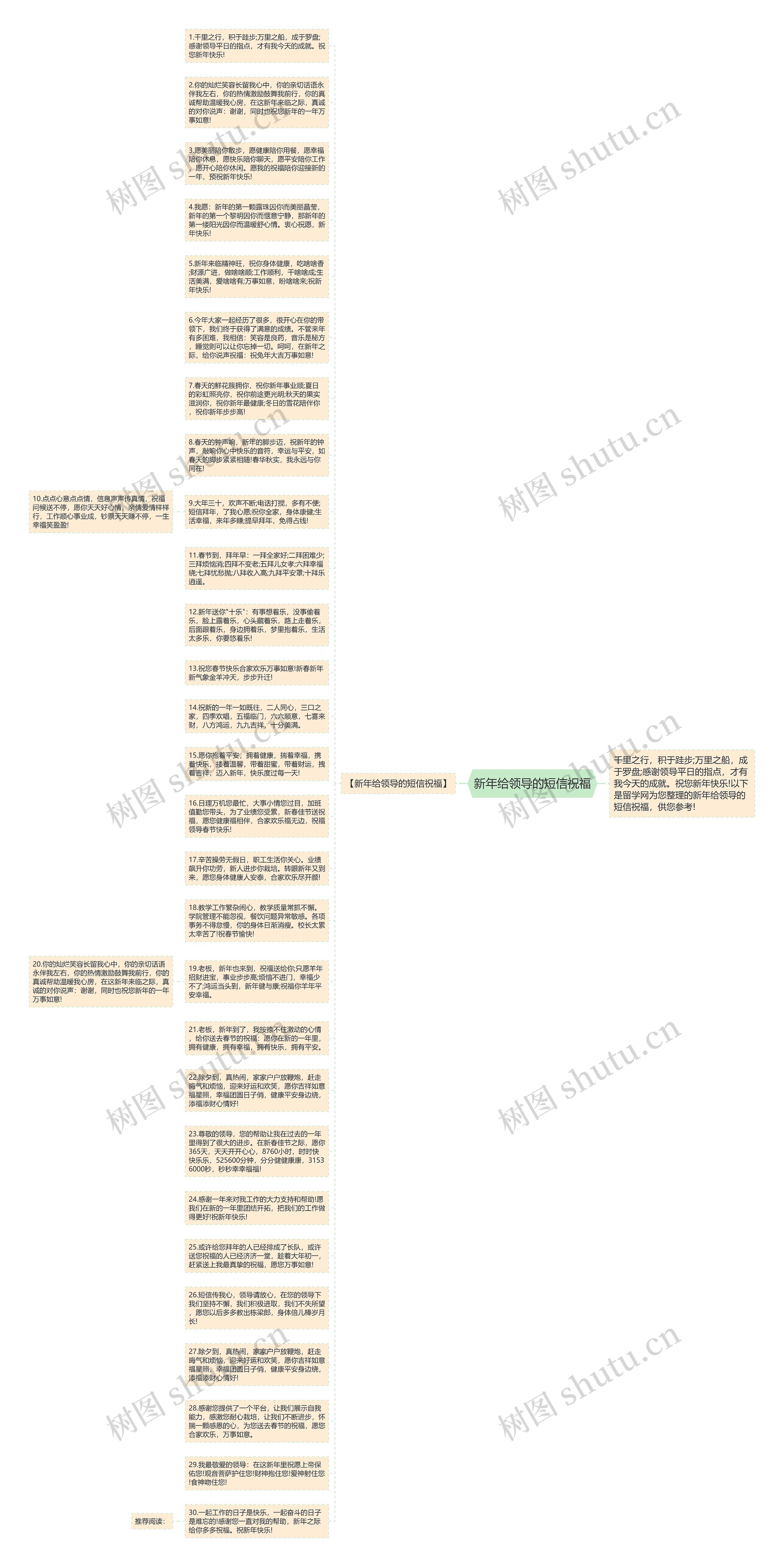 新年给领导的短信祝福思维导图
