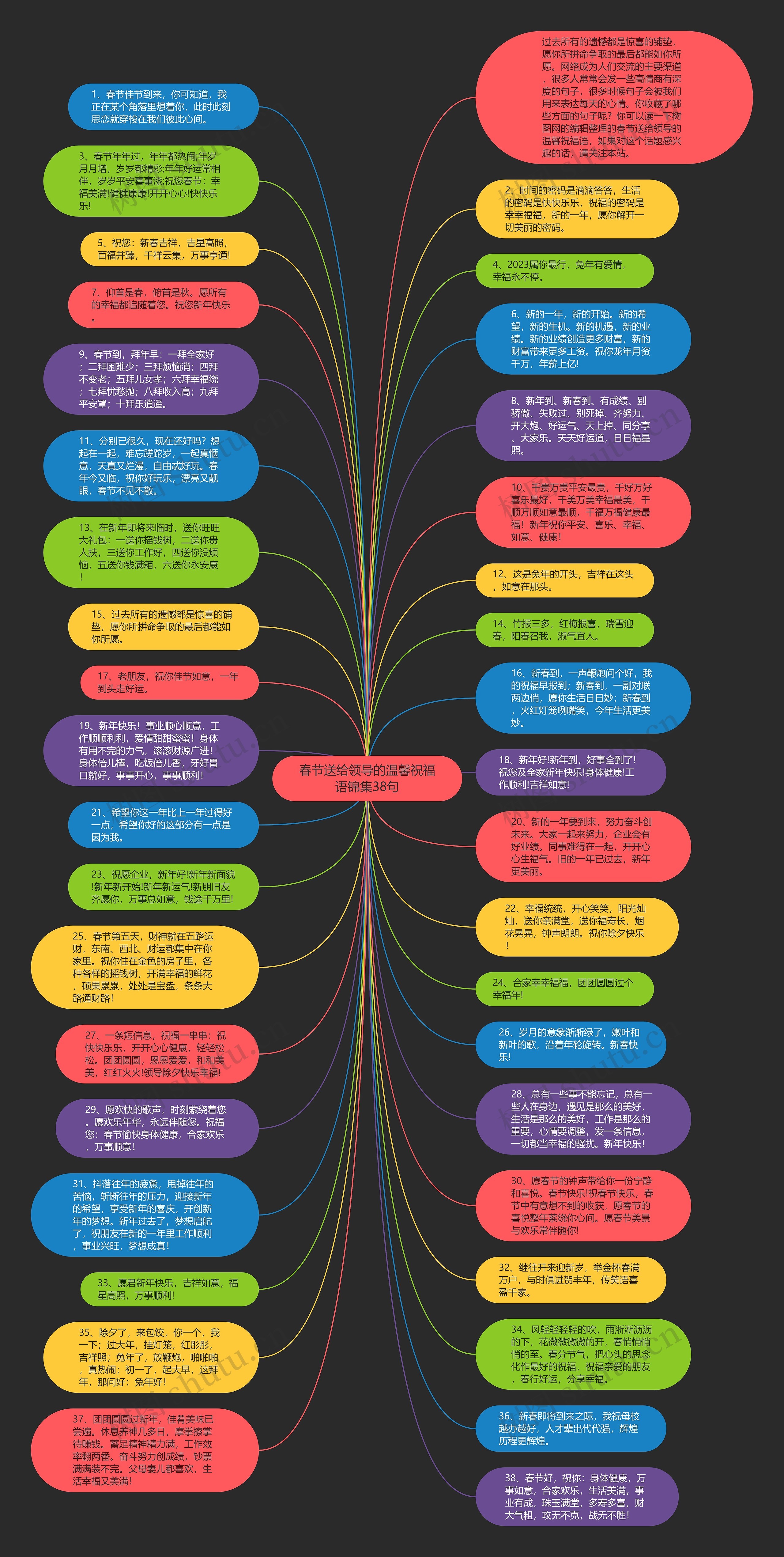 春节送给领导的温馨祝福语锦集38句思维导图