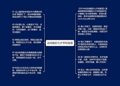 送闺蜜的七夕节祝福语思维导图