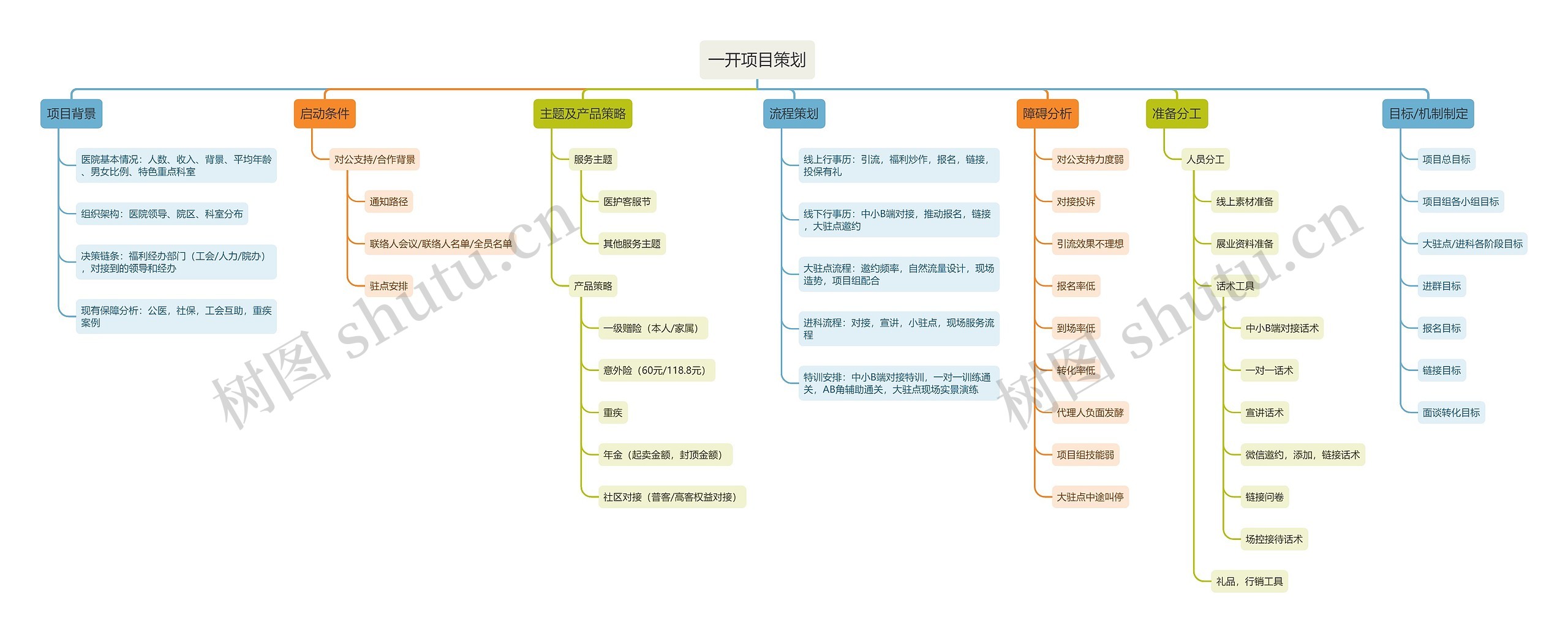 一开项目策划思维导图