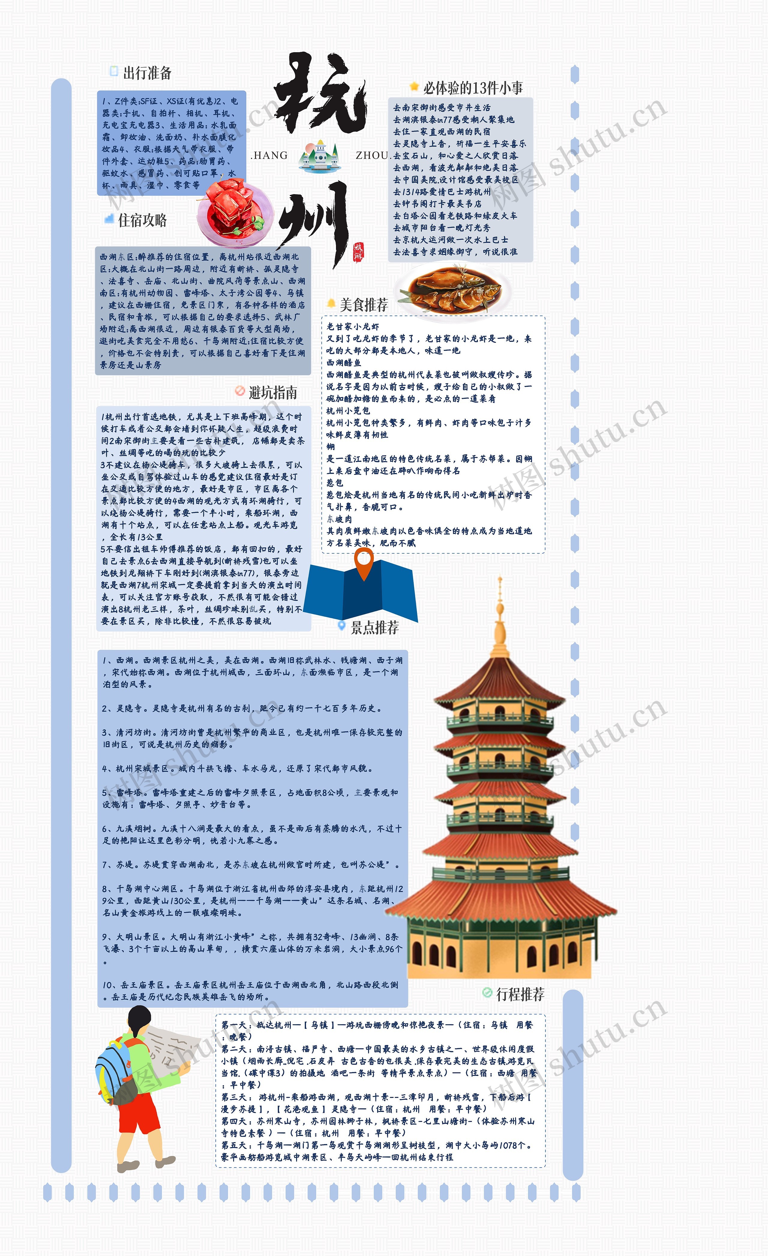 杭州旅游攻略思维导图高清图 杭州旅游攻略思维导图