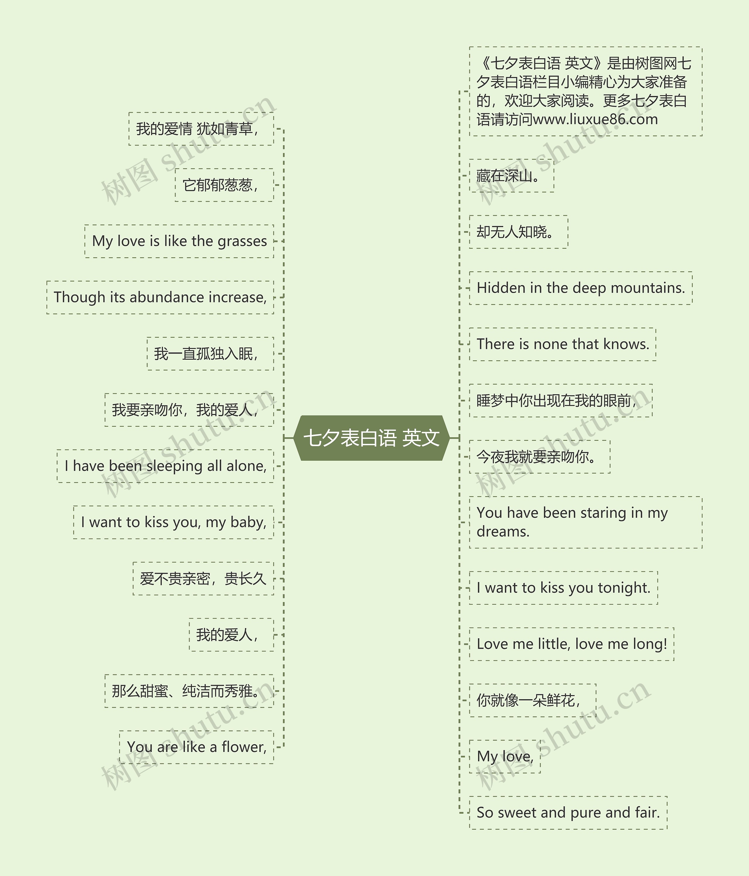 七夕表白语 英文思维导图