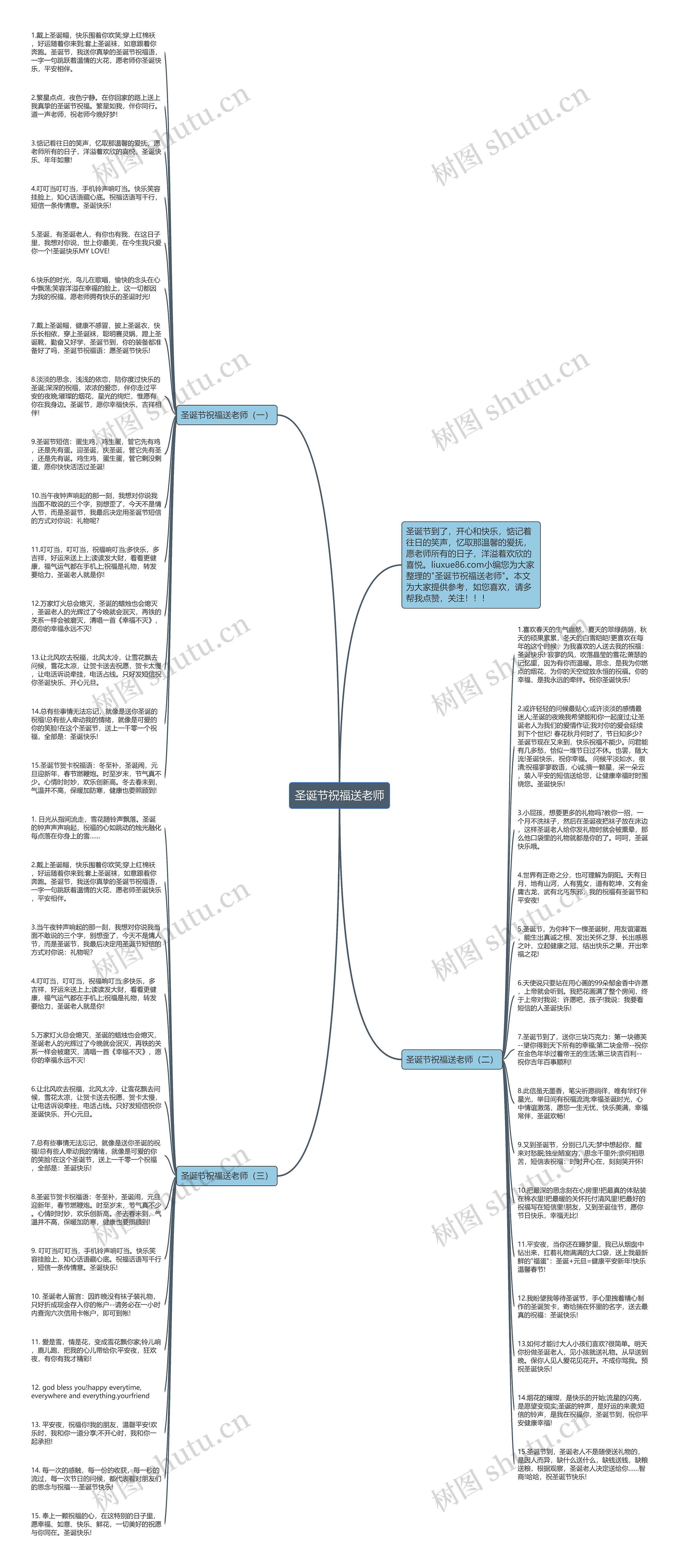 圣诞节祝福送老师思维导图