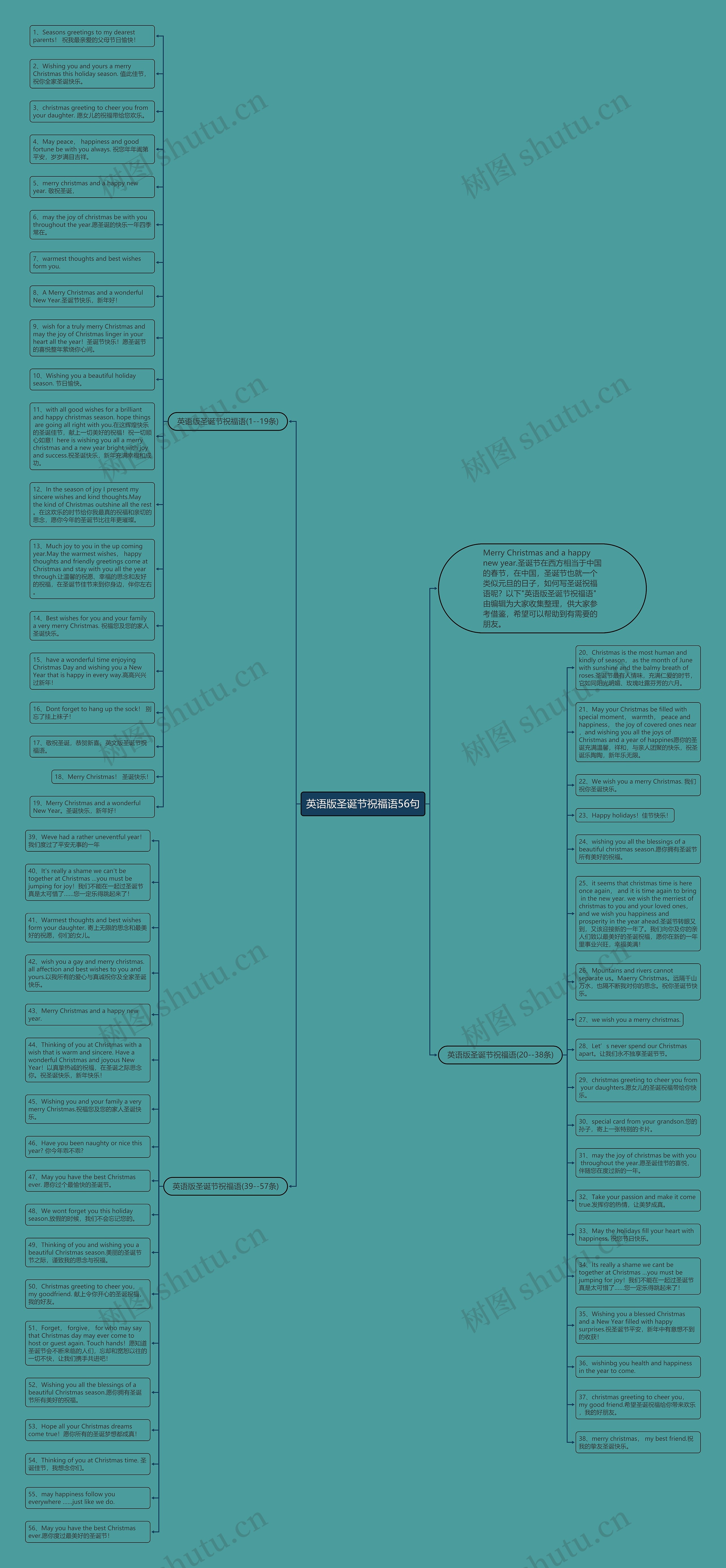 英语版圣诞节祝福语56句思维导图