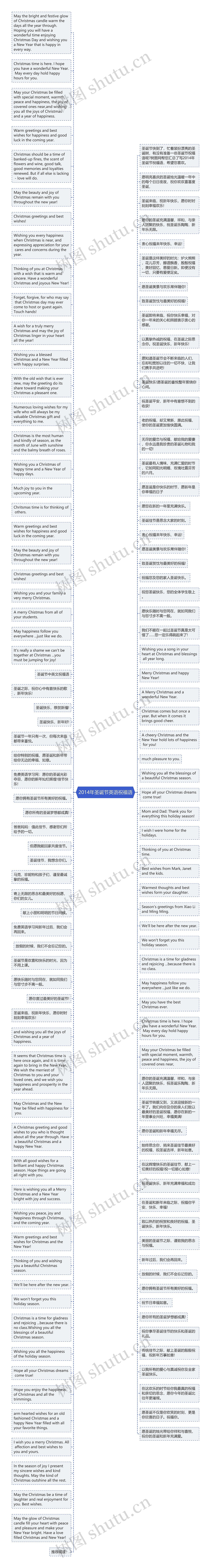 2014年圣诞节英语祝福语思维导图