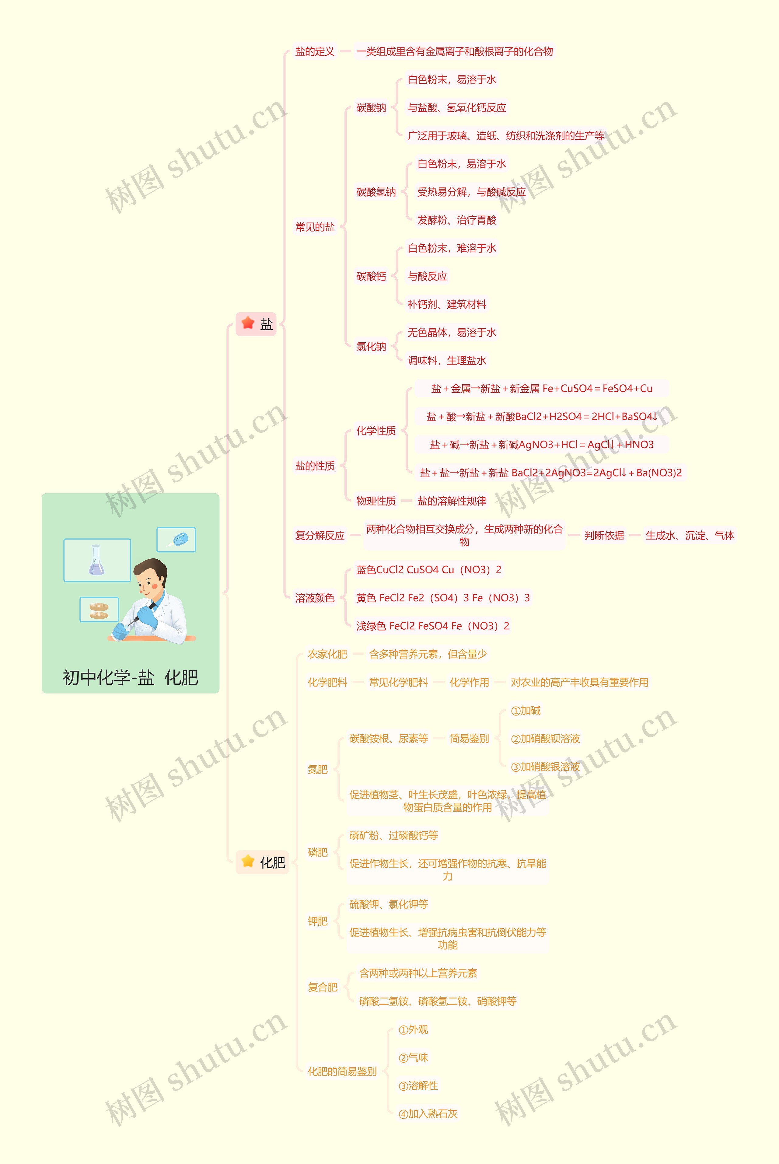 初中化学-盐  化肥思维导图