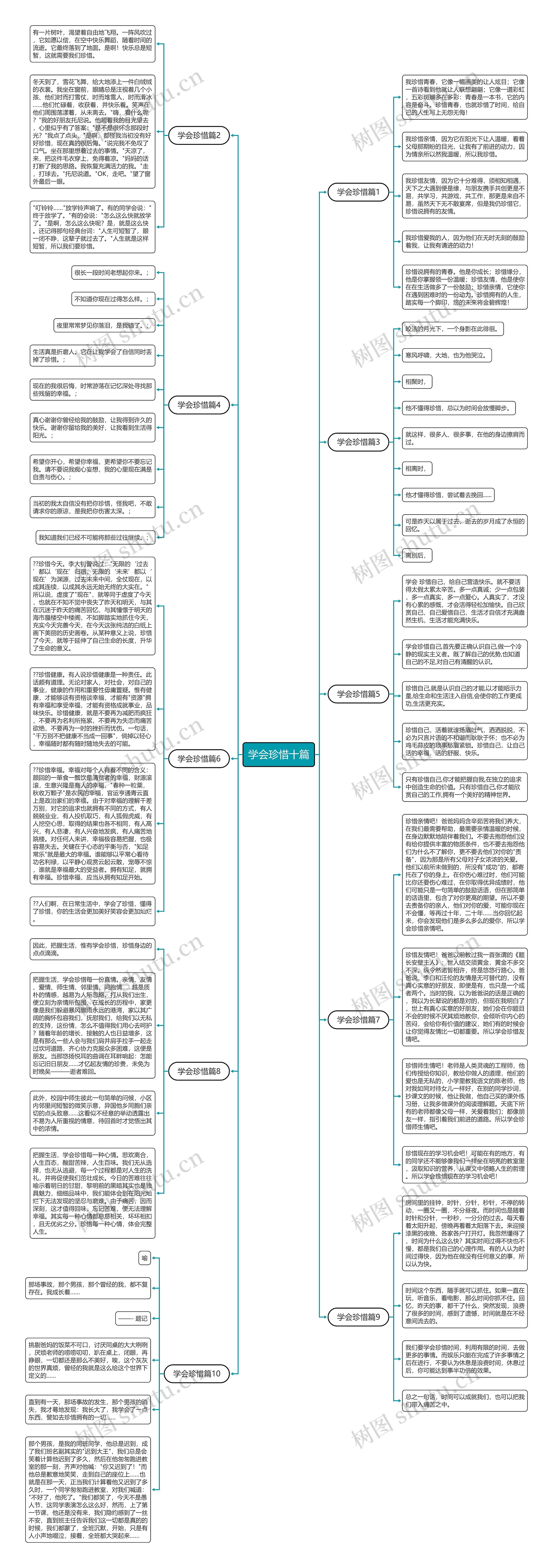 学会珍惜十篇思维导图