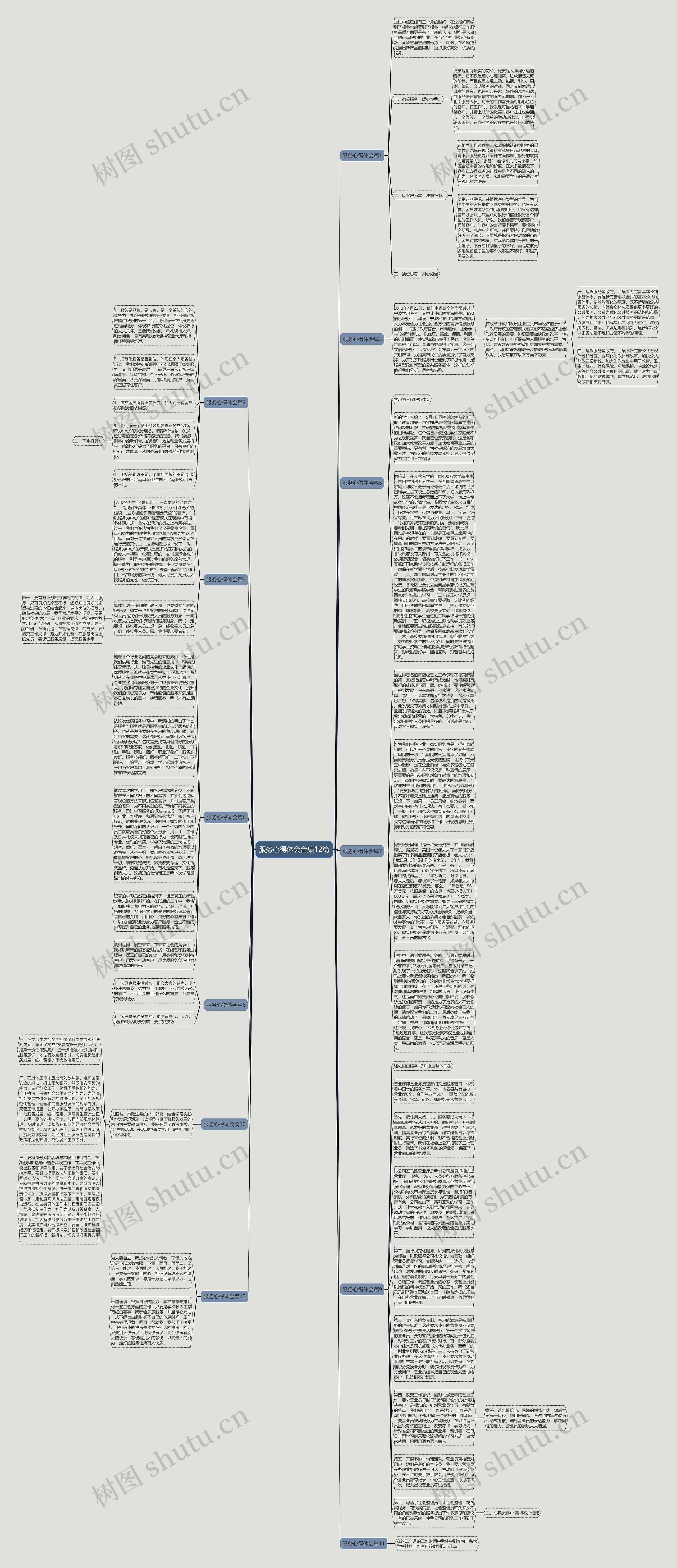 服务心得体会合集12篇思维导图