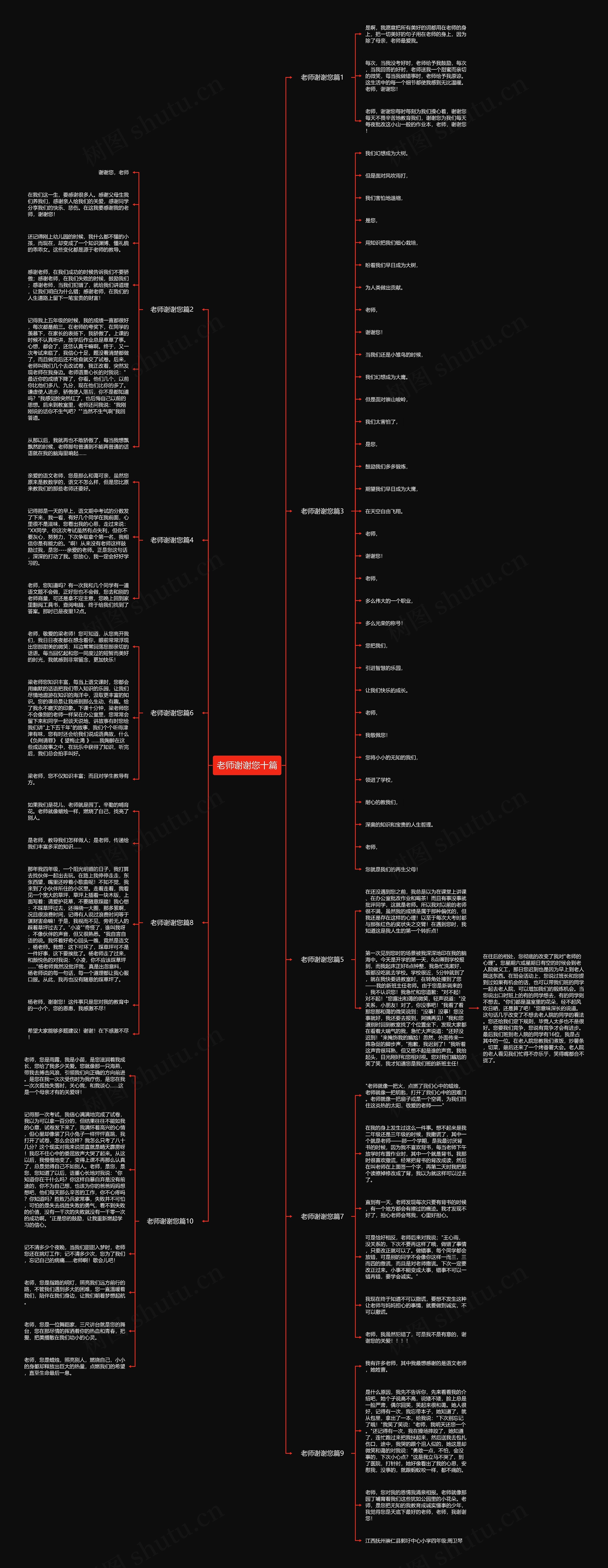 老师谢谢您十篇思维导图高清图 老师谢谢您十篇思维导图