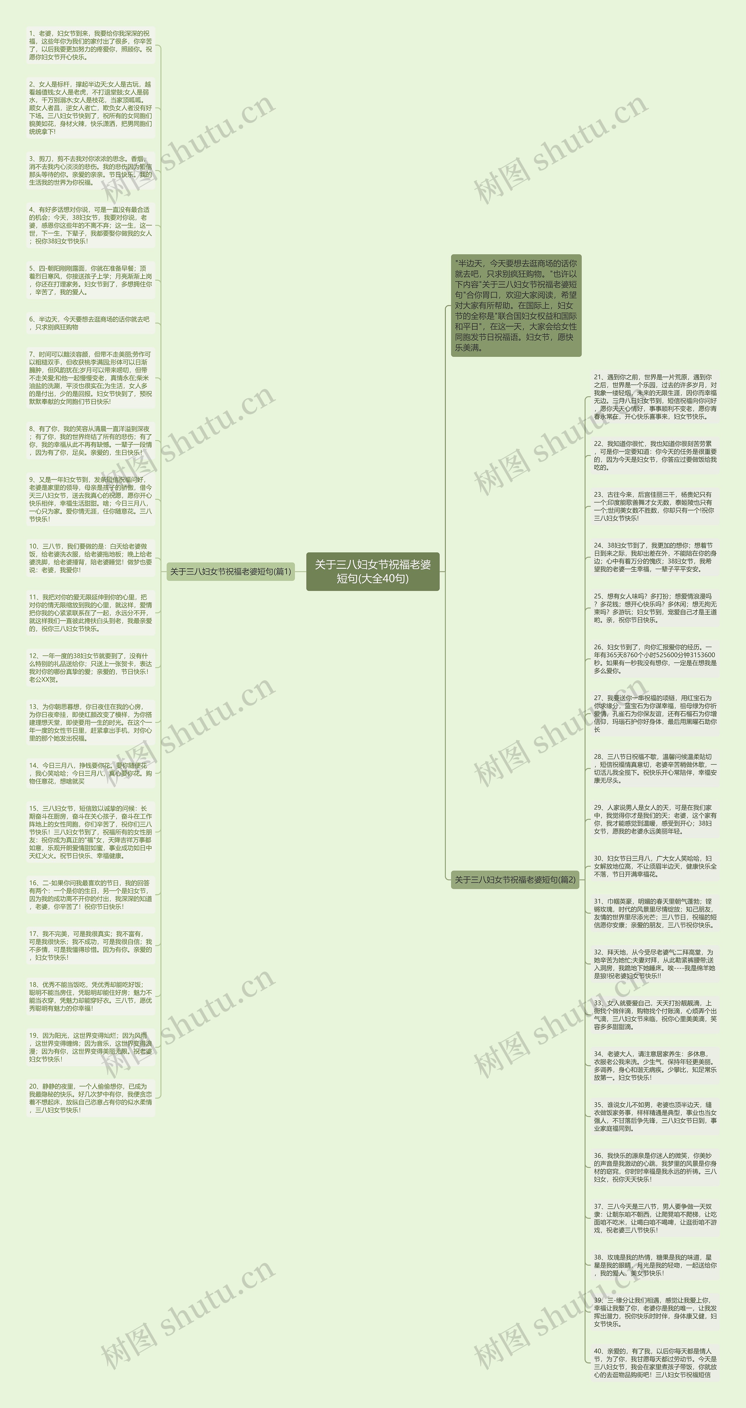 关于三八妇女节祝福老婆短句(大全40句)思维导图