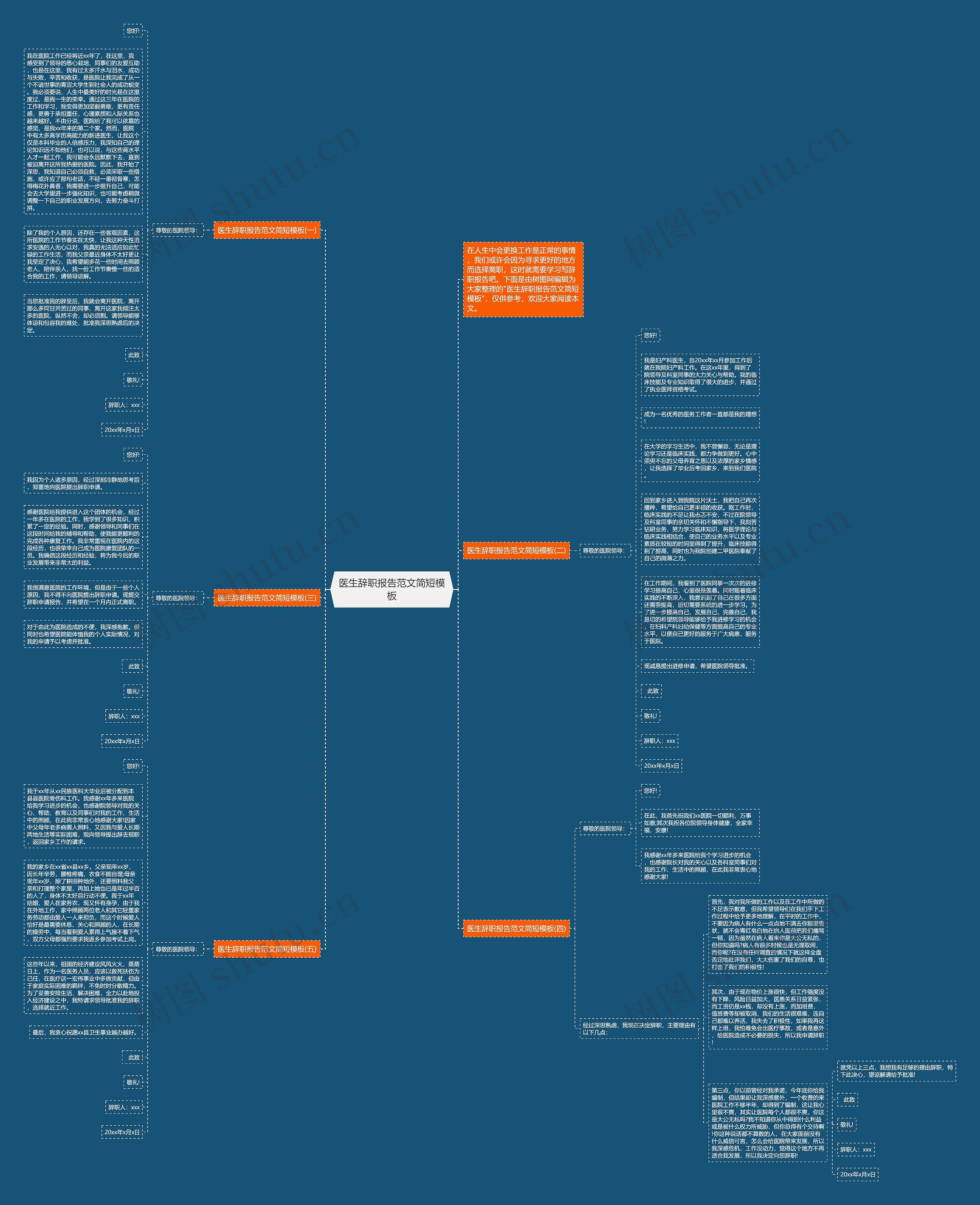 医生辞职报告范文简短思维导图