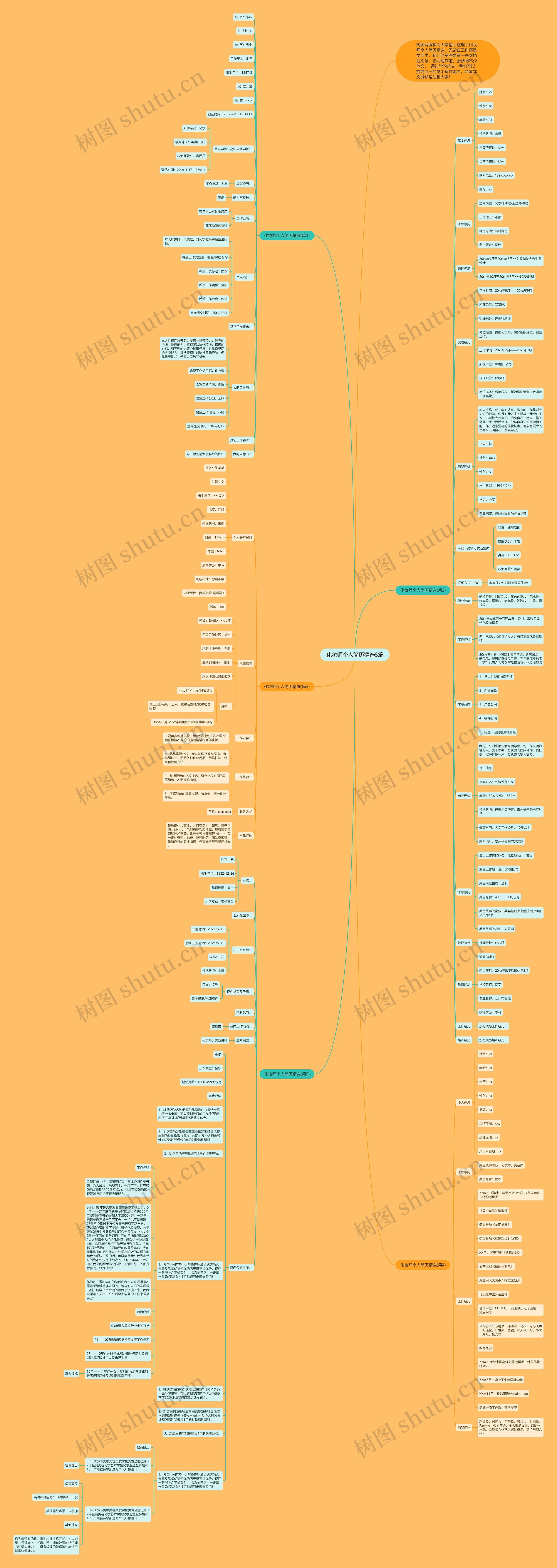 化妆师个人简历精选5篇思维导图