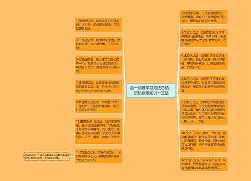 高一物理学习方法总结：记忆物理知识十三法