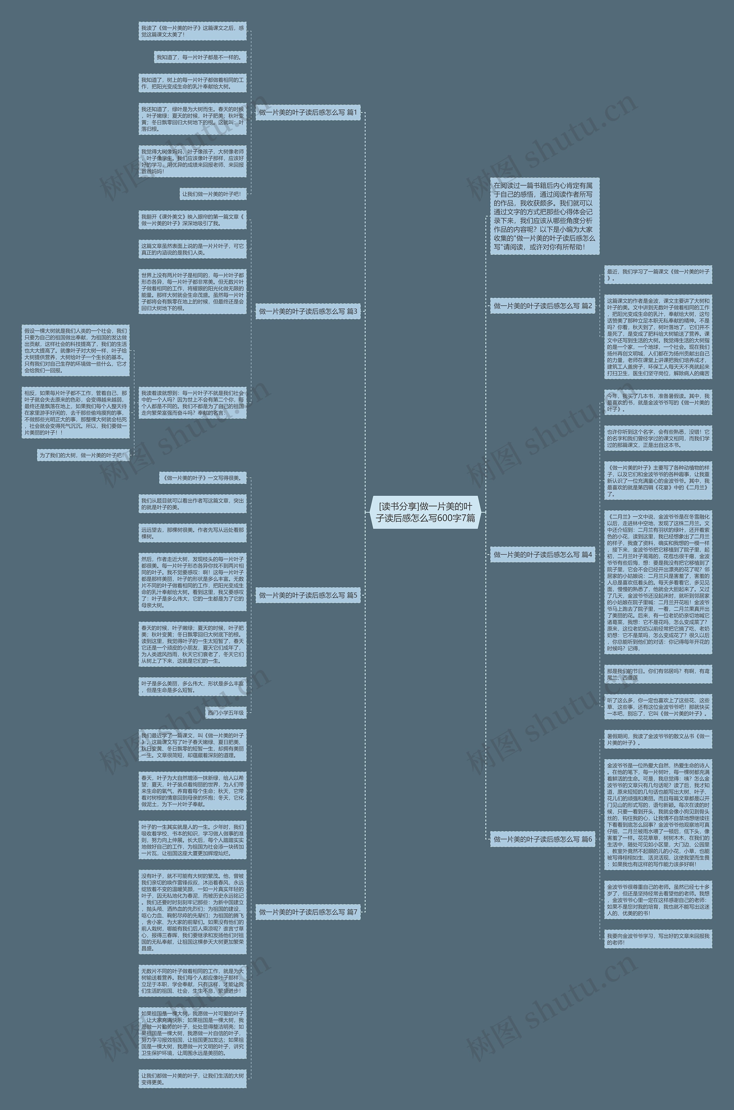 [读书分享]做一片美的叶子读后感怎么写600字7篇思维导图