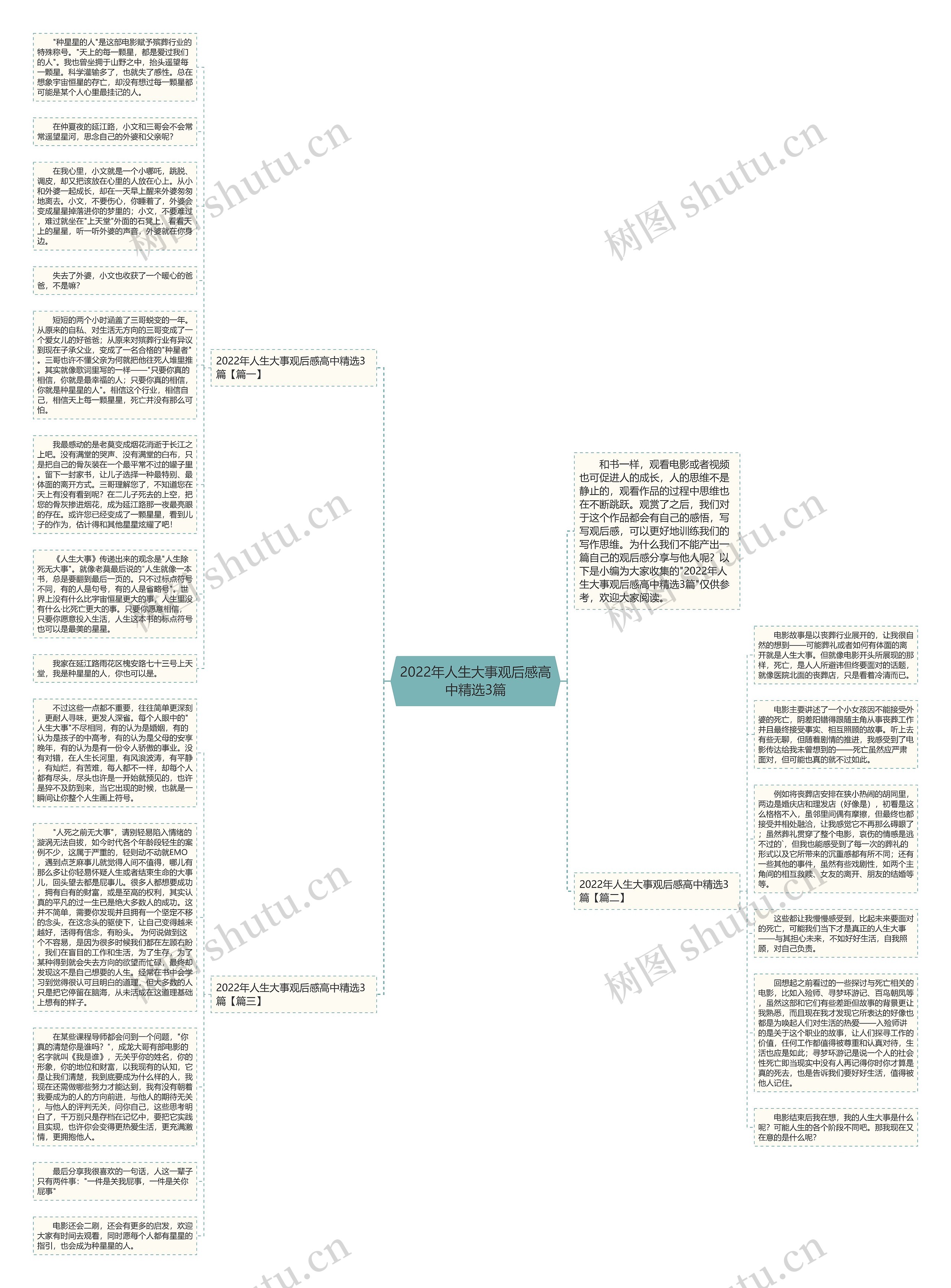 2022年人生大事观后感高中精选3篇思维导图