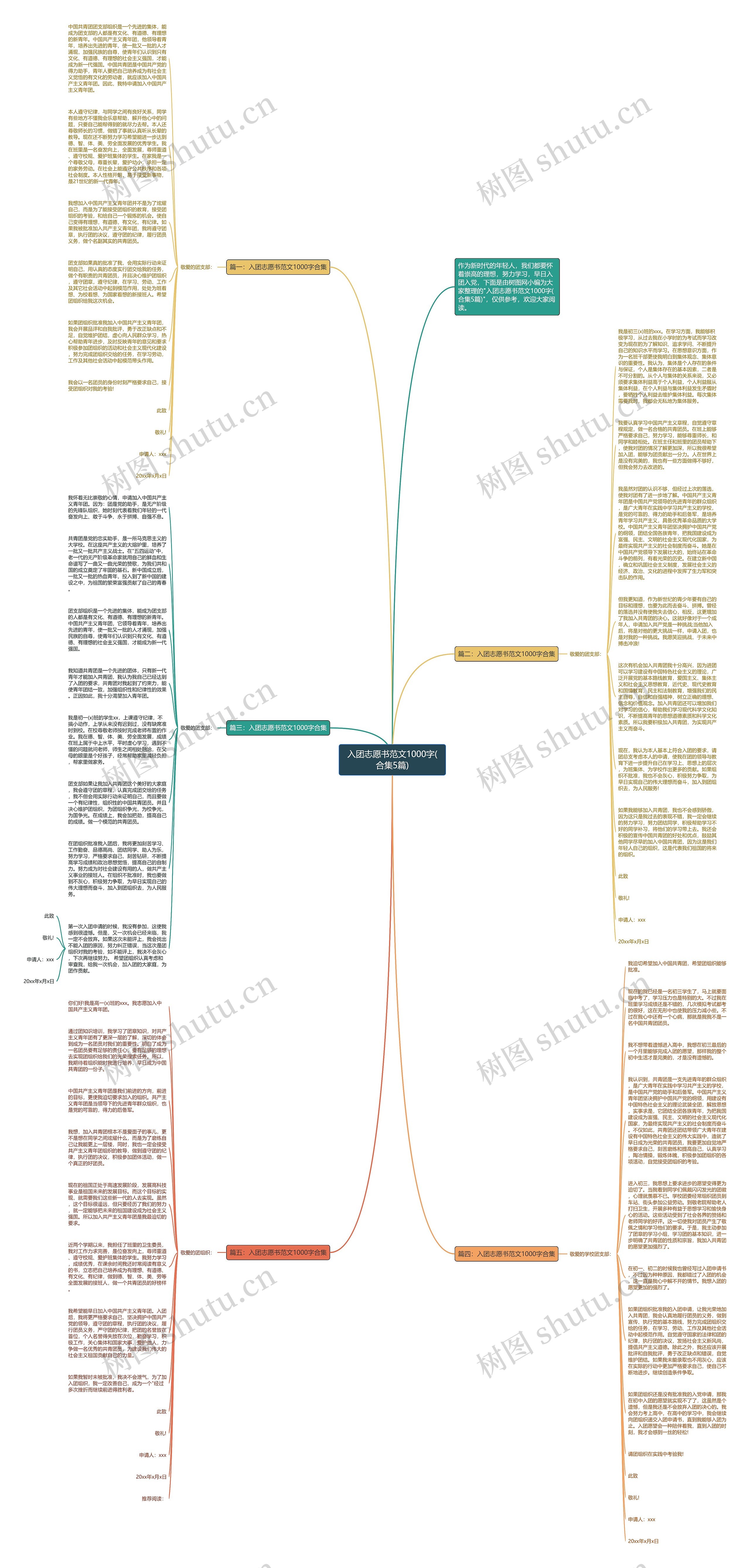 入团志愿书范文1000字(合集5篇)思维导图