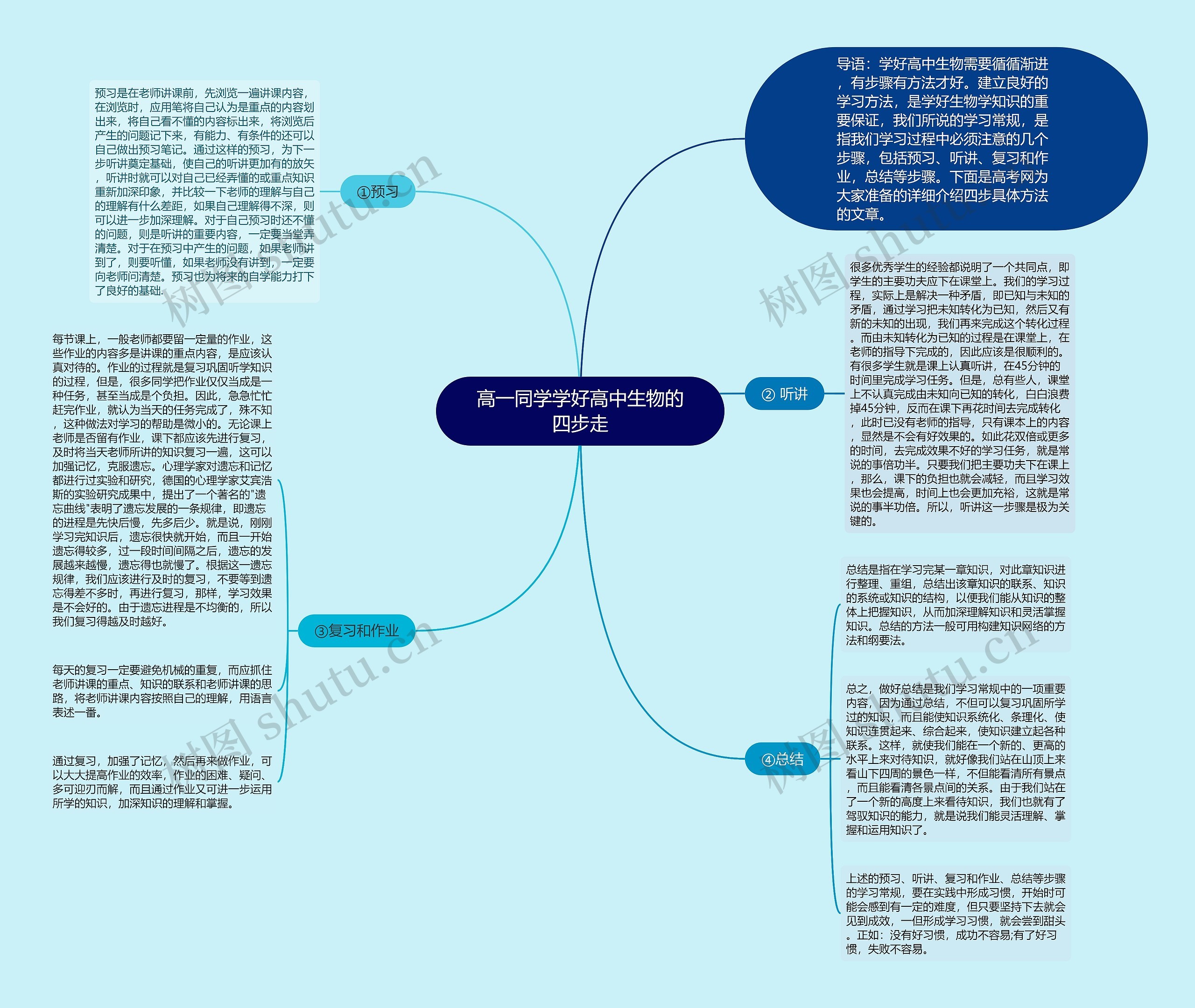 高一同学学好高中生物的四步走思维导图