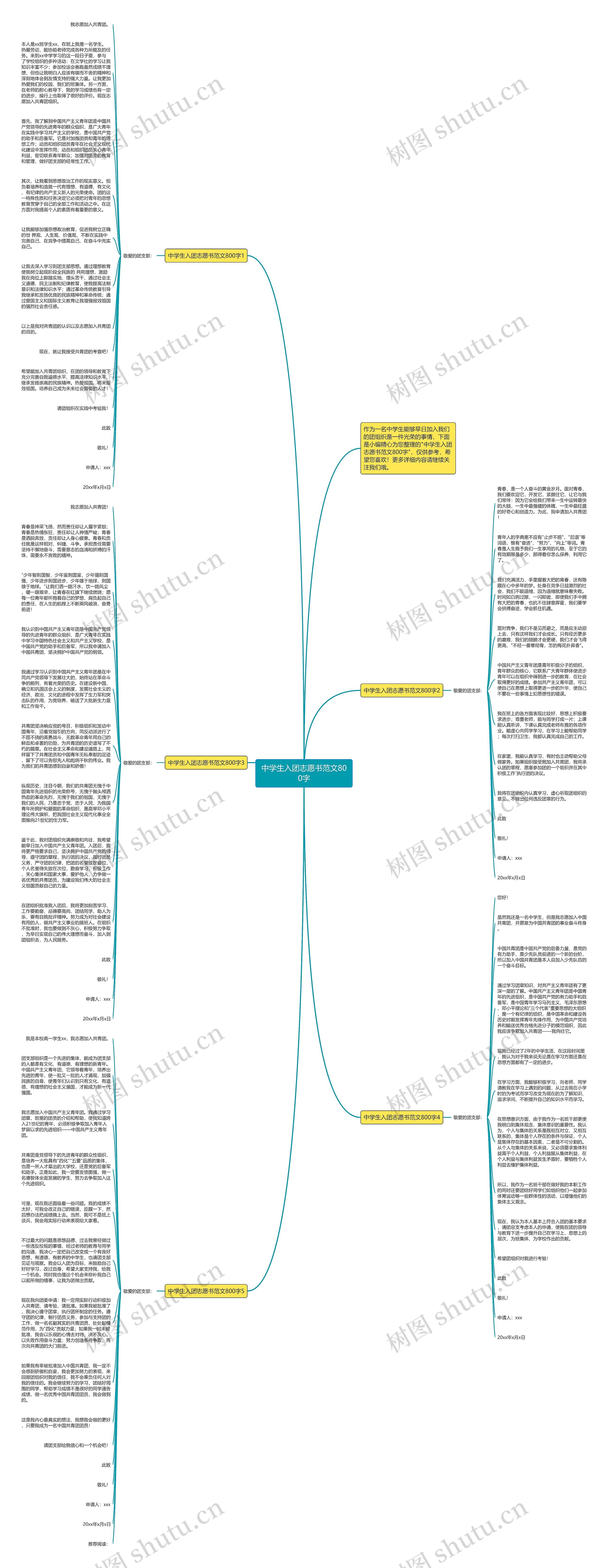 中学生入团志愿书范文800字思维导图