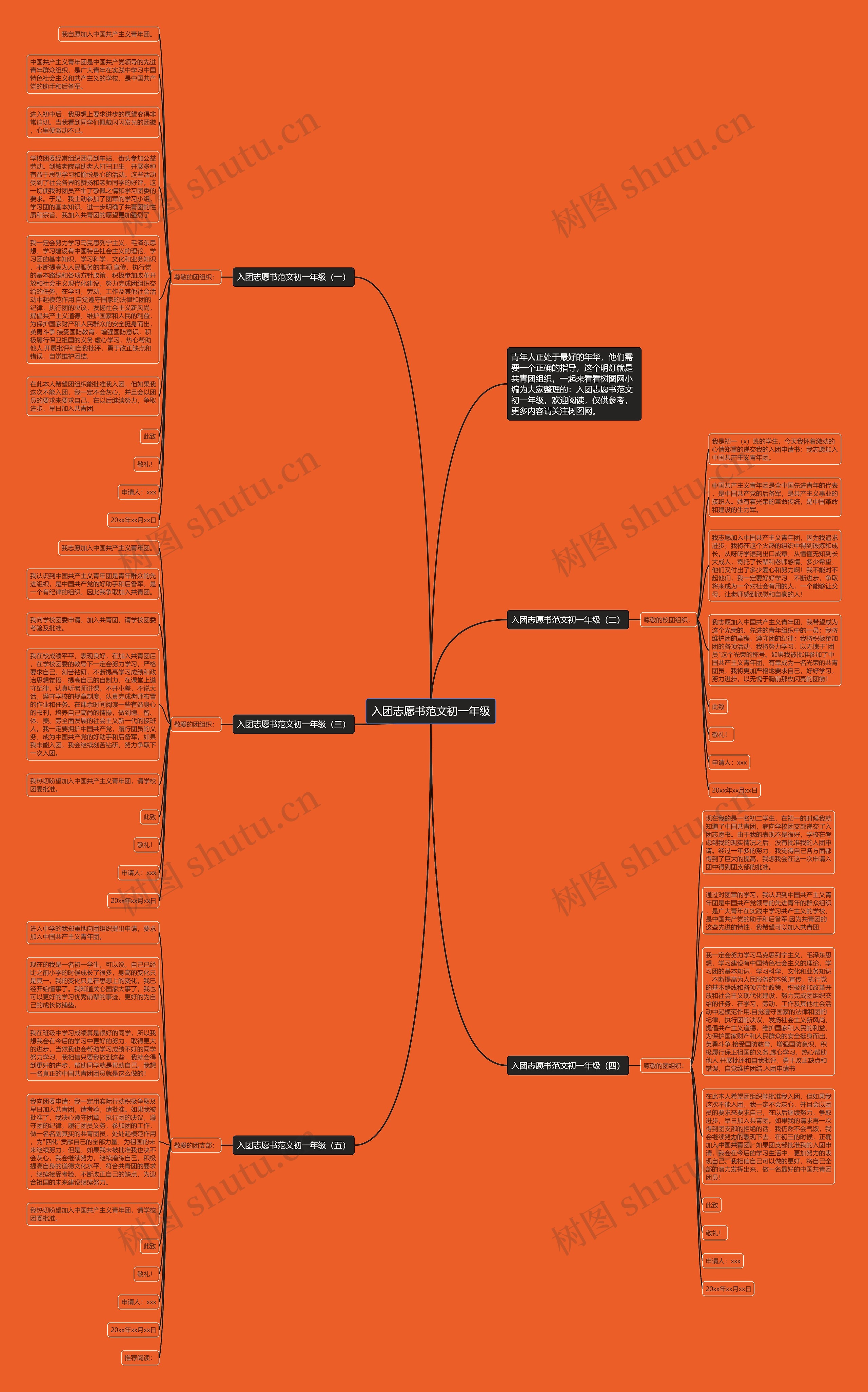 入团志愿书范文初一年级思维导图