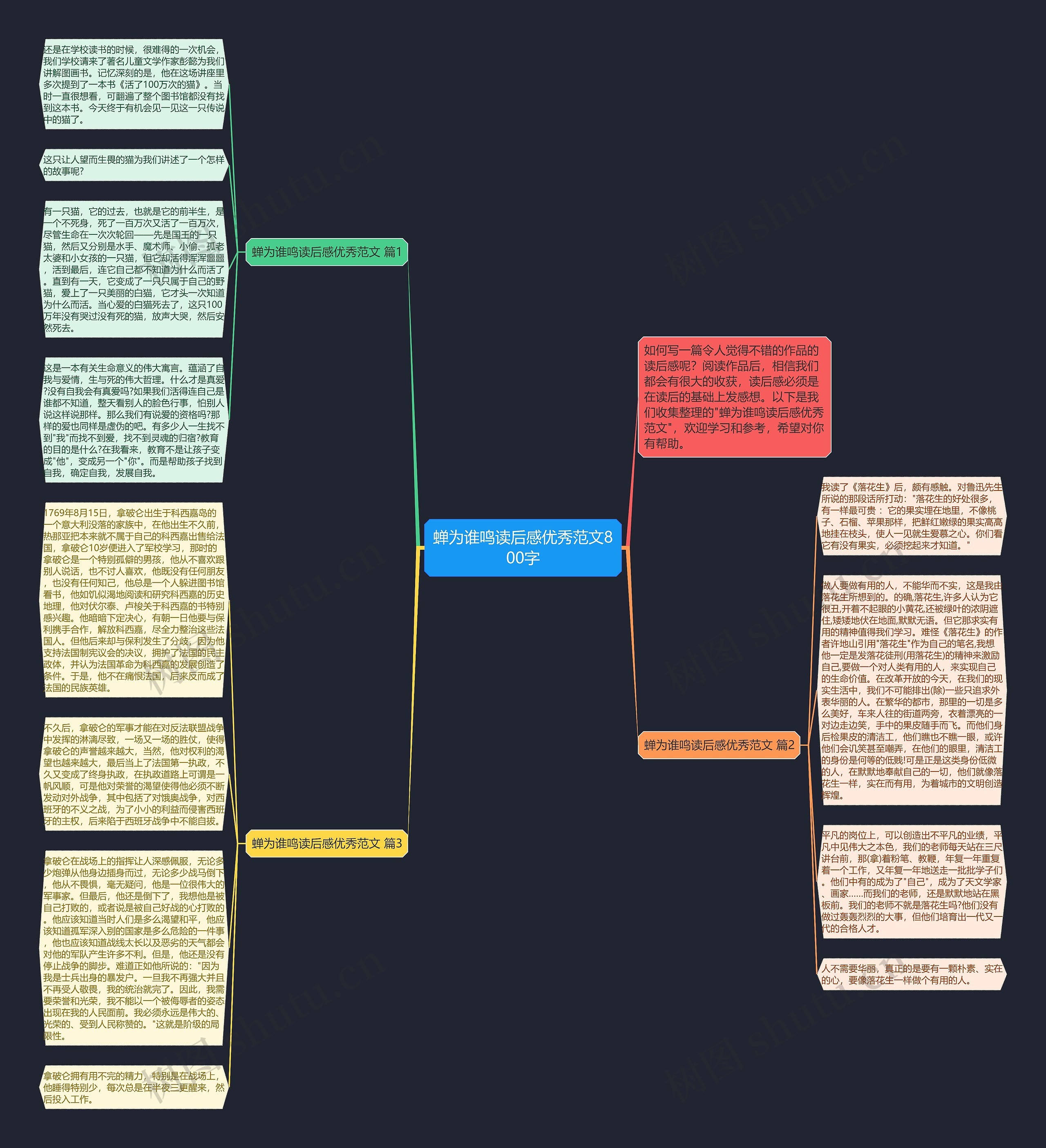 蝉为谁鸣读后感优秀范文800字思维导图