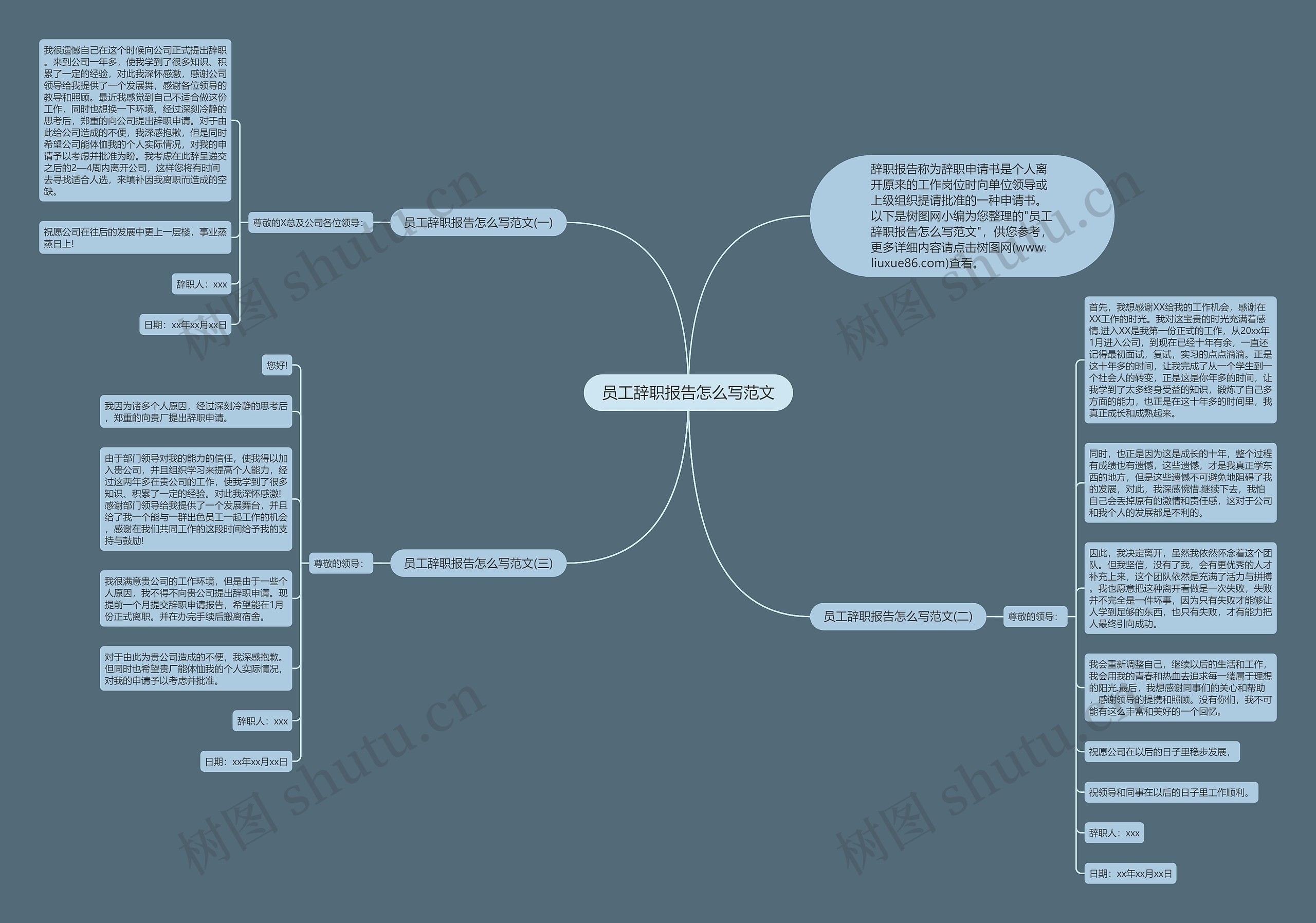 员工辞职报告怎么写范文思维导图