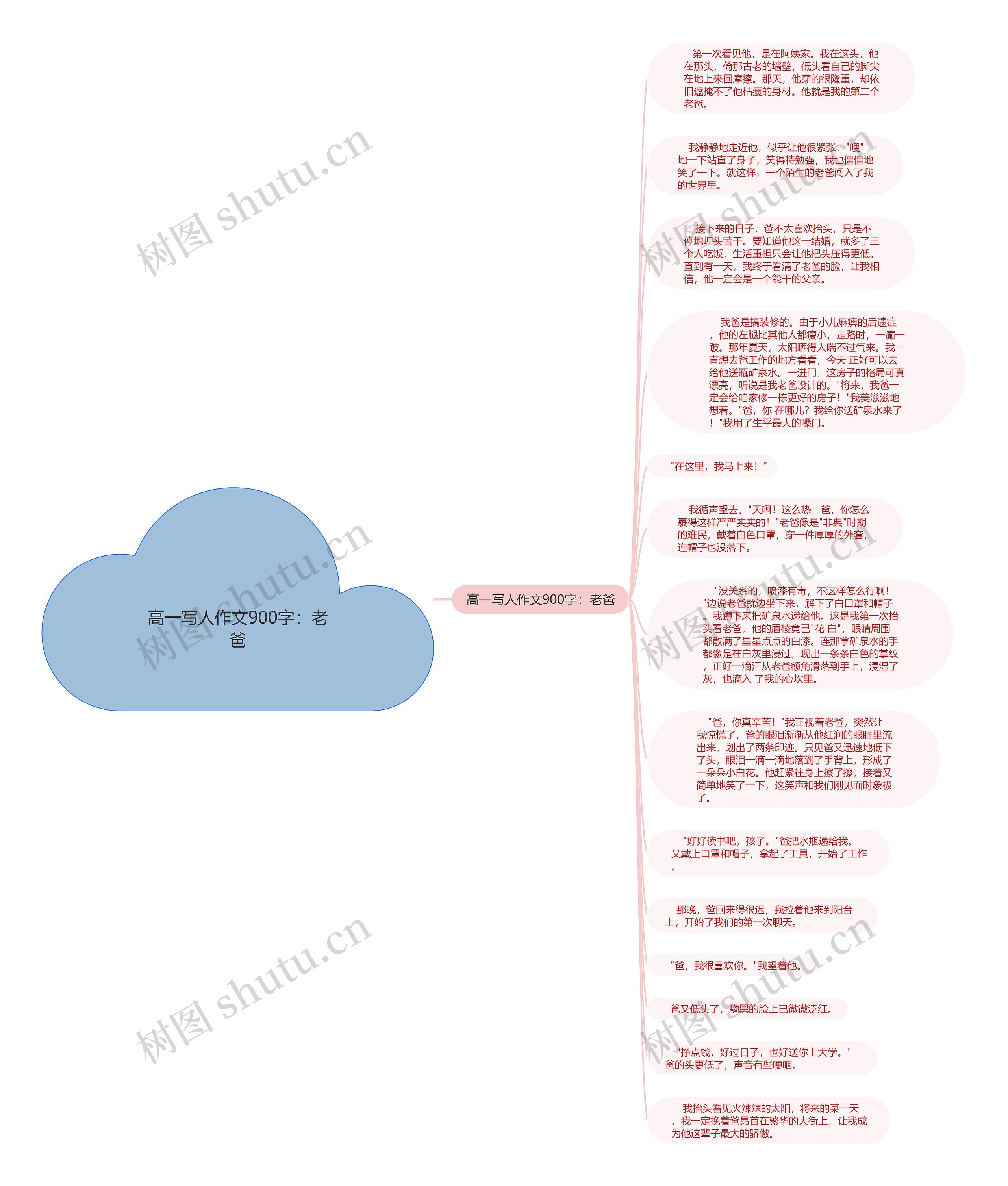 高一写人作文900字：老爸思维导图