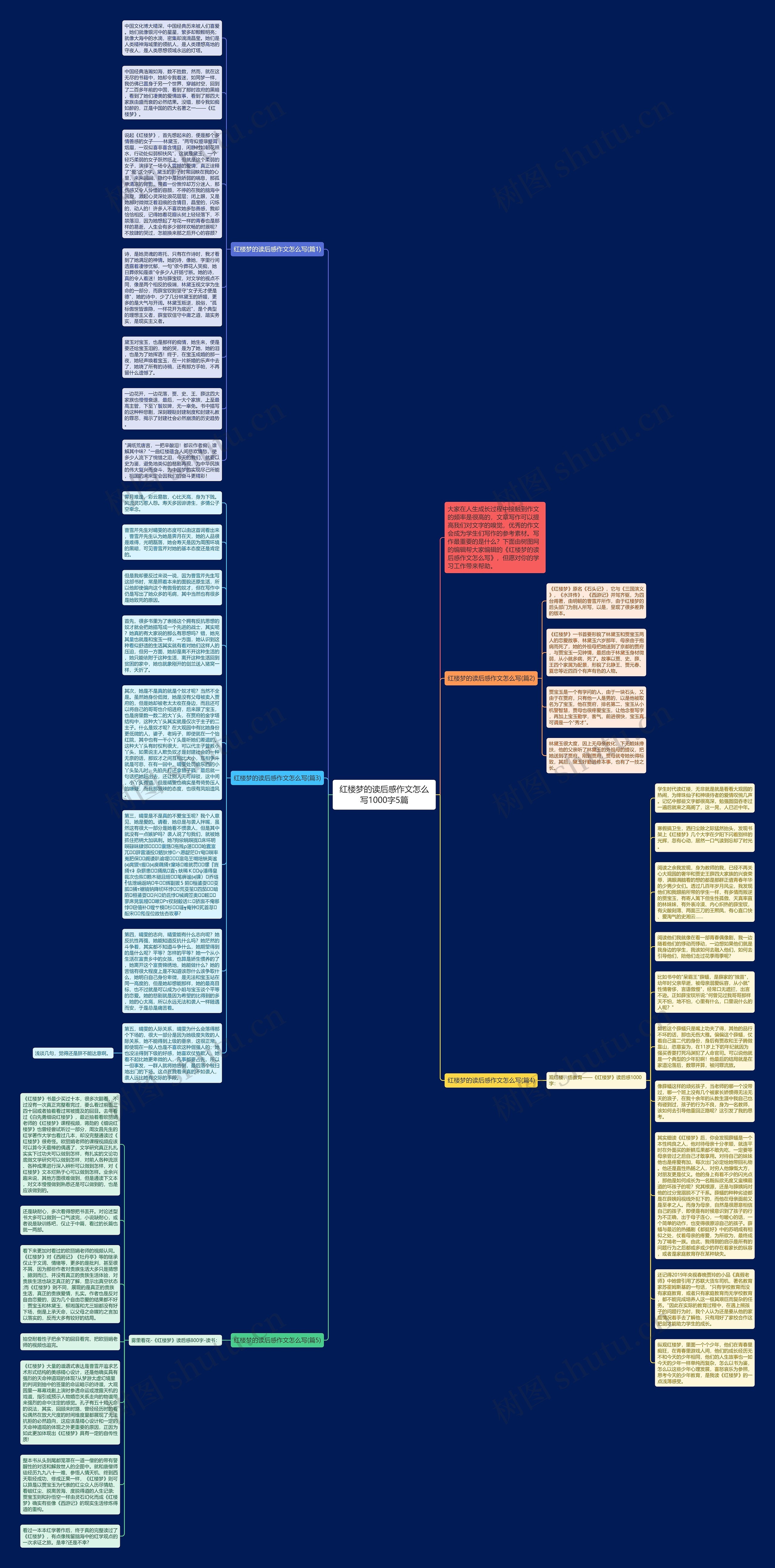 红楼梦的读后感作文怎么写1000字5篇思维导图