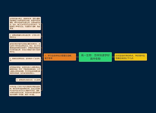 高一生物：怎样快速学好高中生物