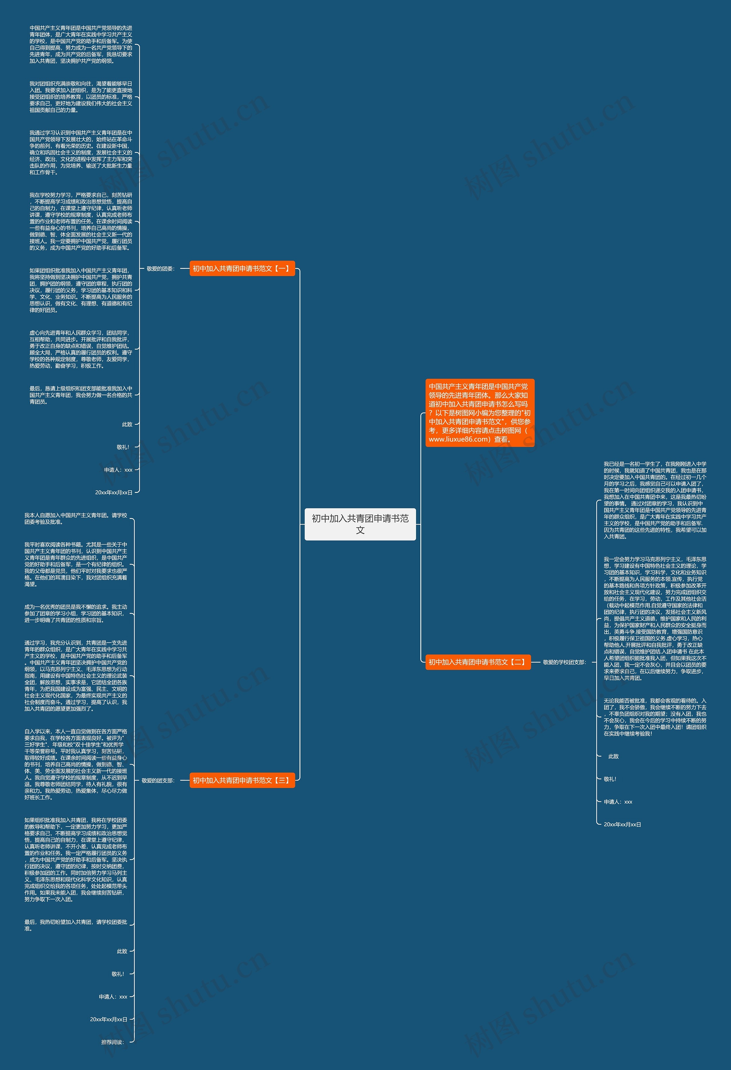 初中加入共青团申请书范文思维导图