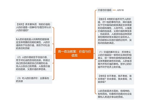 高一政治教案：价值与价值观