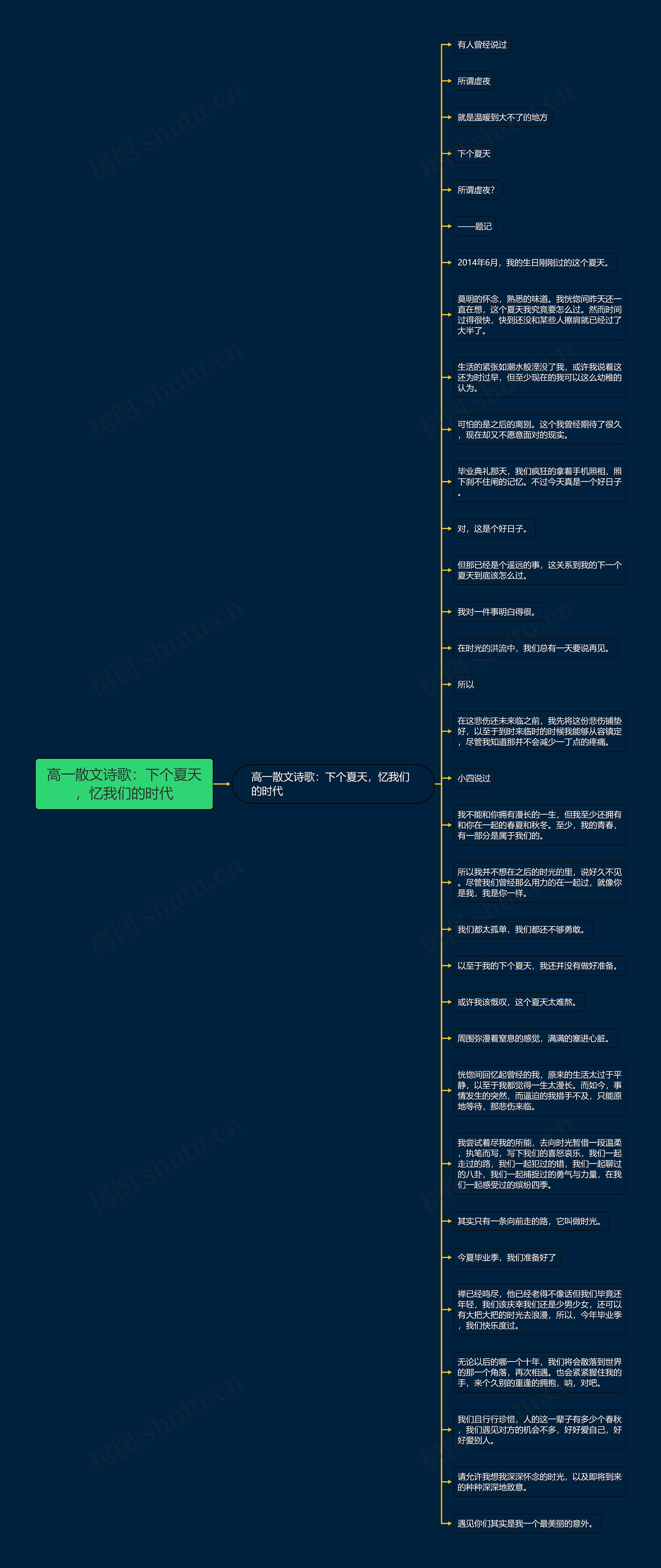 高一散文诗歌：下个夏天，忆我们的时代思维导图