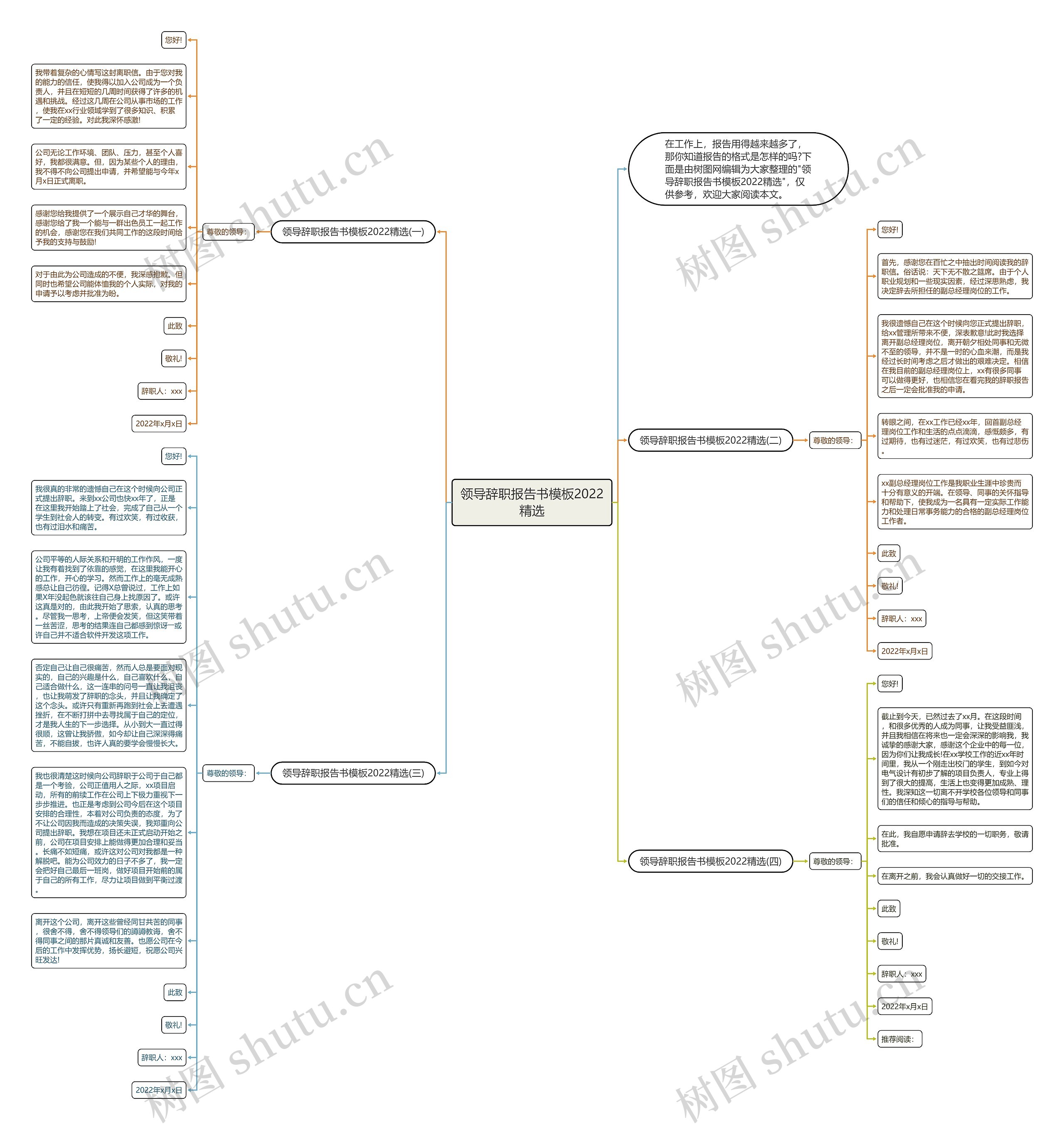 领导辞职报告书2022精选思维导图