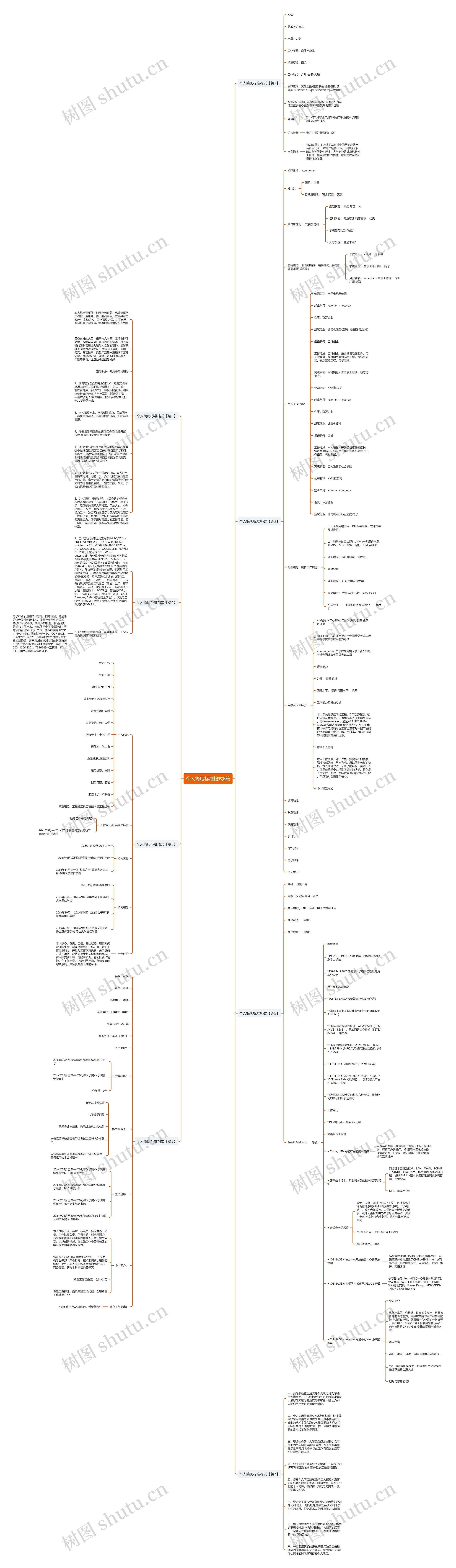 个人简历标准格式8篇思维导图
