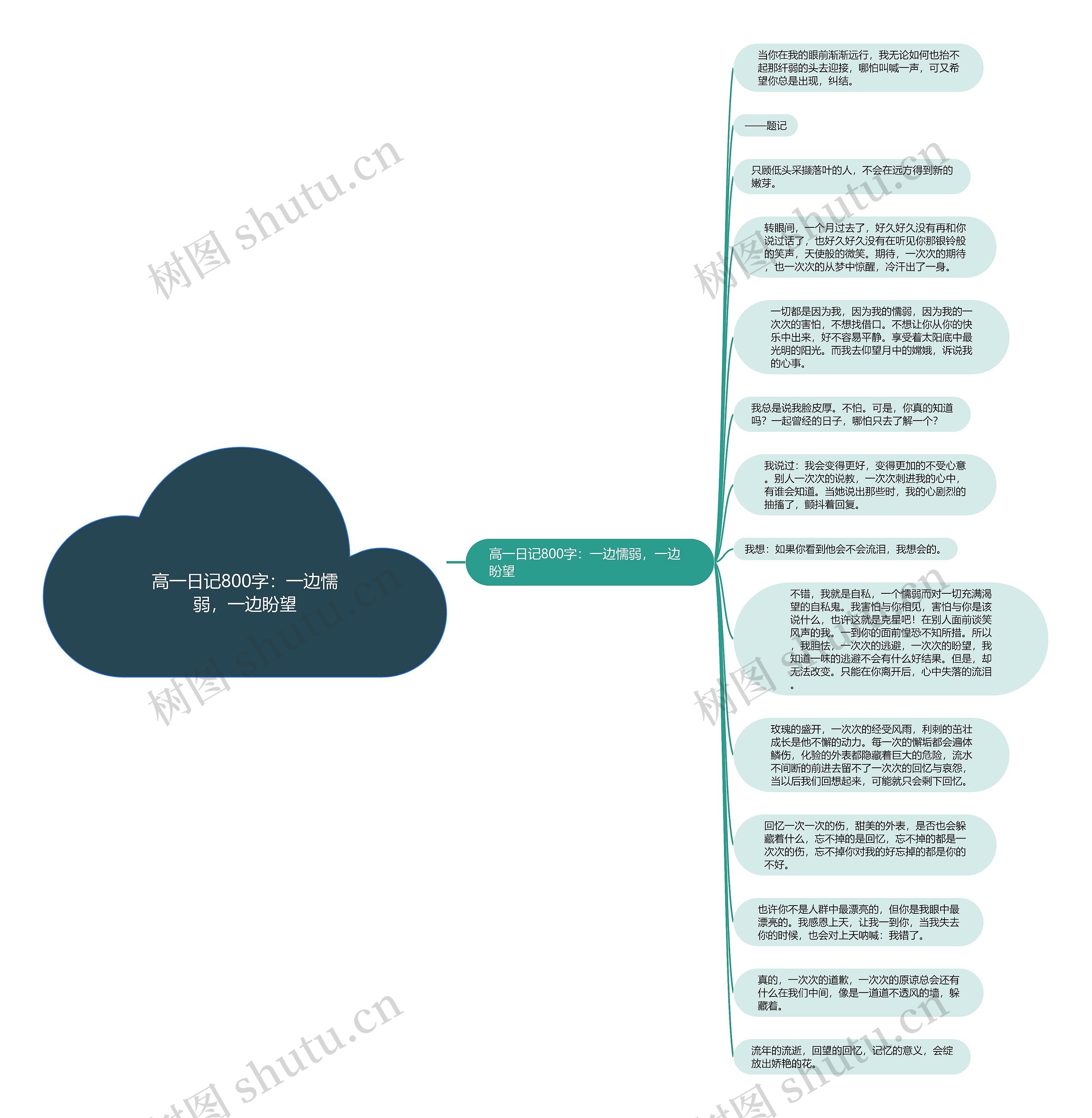 高一日记800字:一边懦弱,一边盼望思维导图高清图 高一日记800字:一边懦弱,一边盼望思维导图