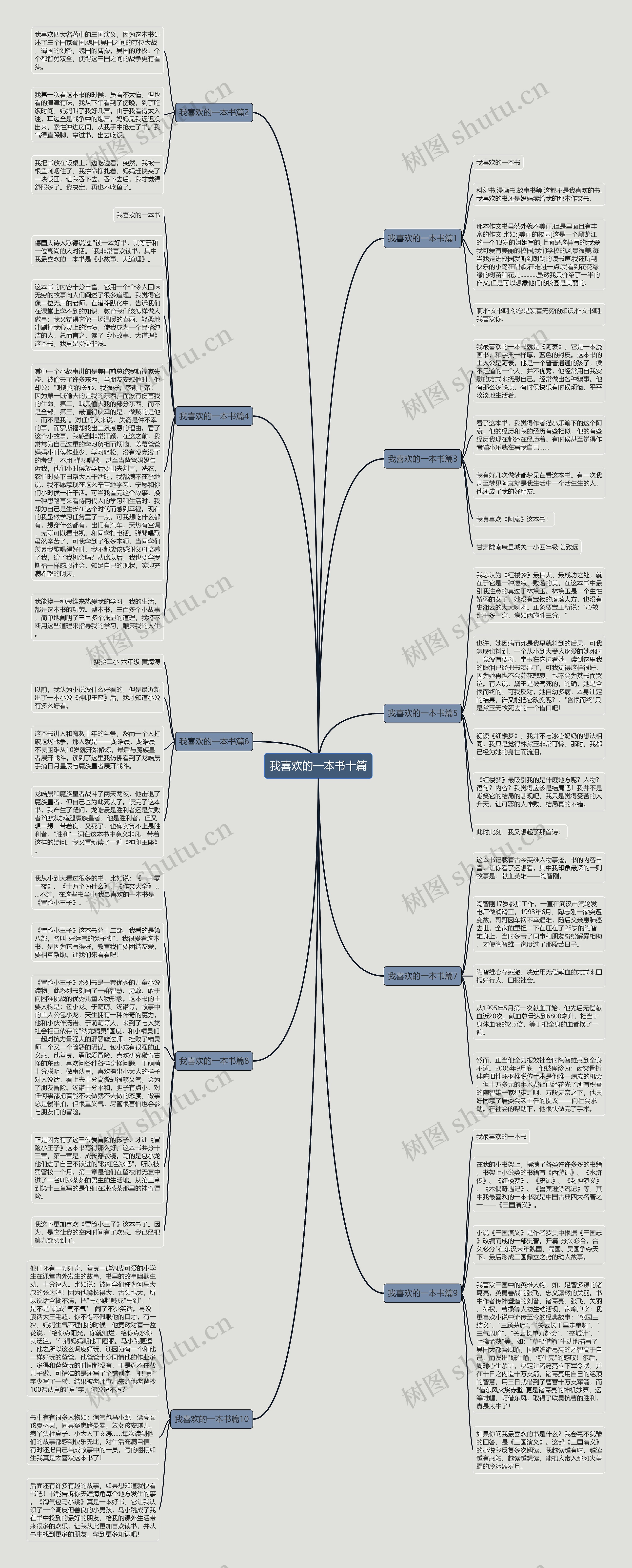 我喜欢的一本书十篇思维导图